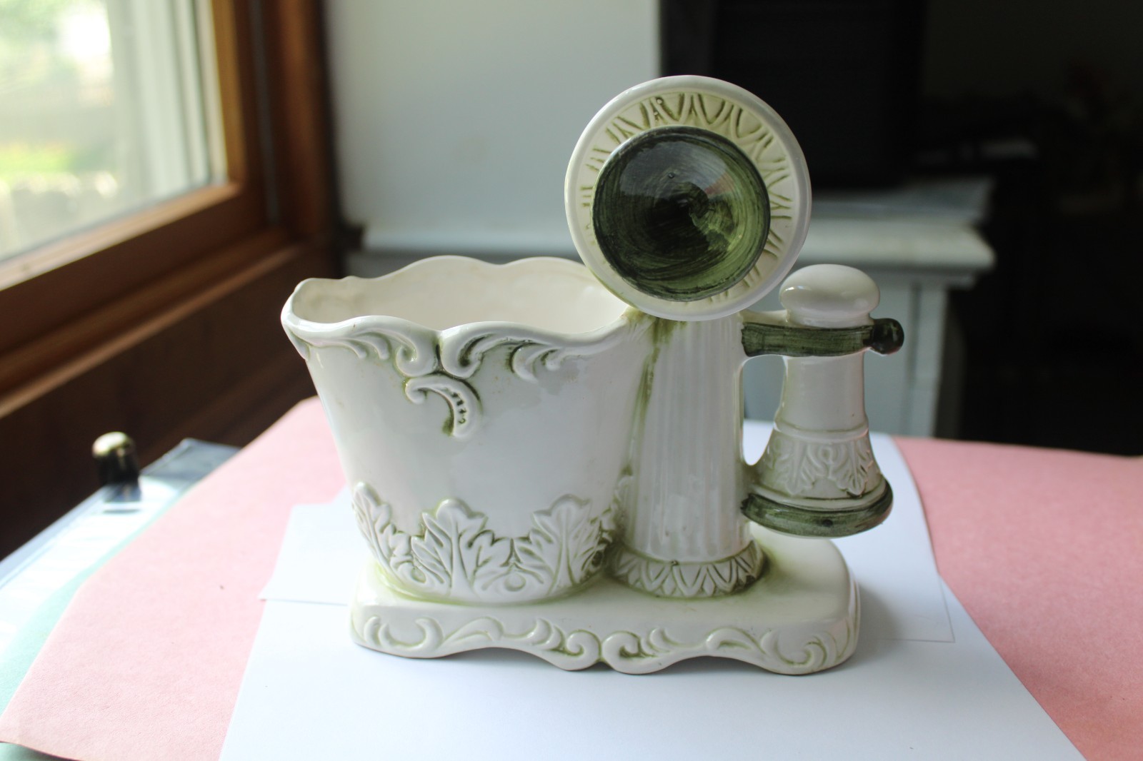 Vintage Relpo Ceramic Candlestick Telephone Planter #6238 Made in Japan - NICE!