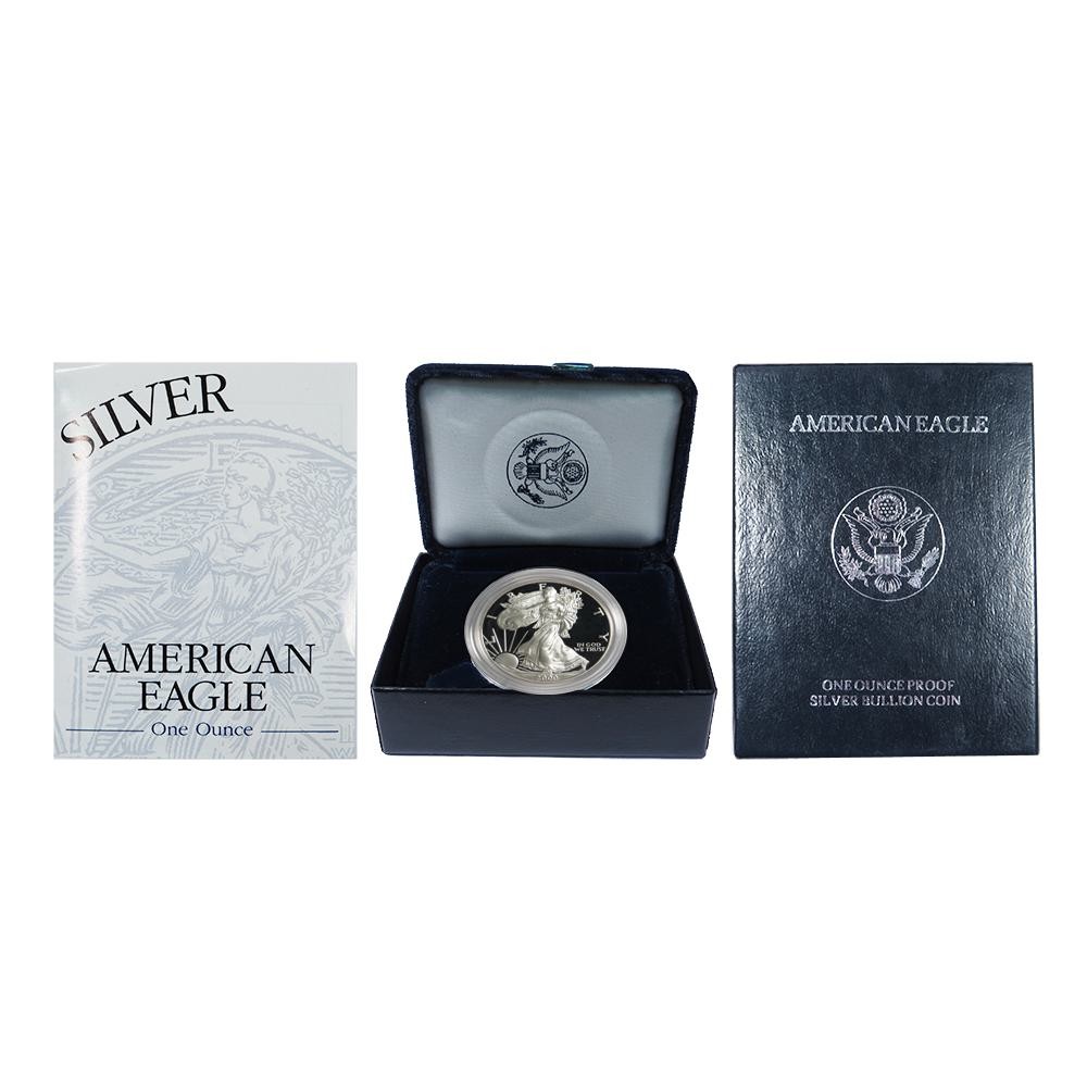 2000-P $1 1-oz Proof American Silver Eagle w/ Box, OGP &COA
