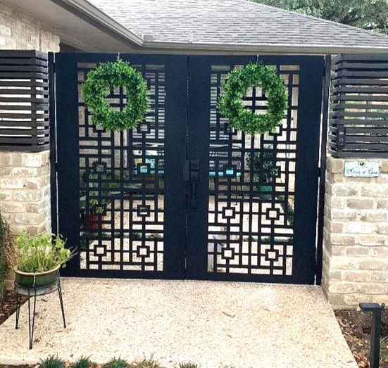 Contemporary dual metal gate, Modern Metal Gate, Custom size Art Pedestrian
