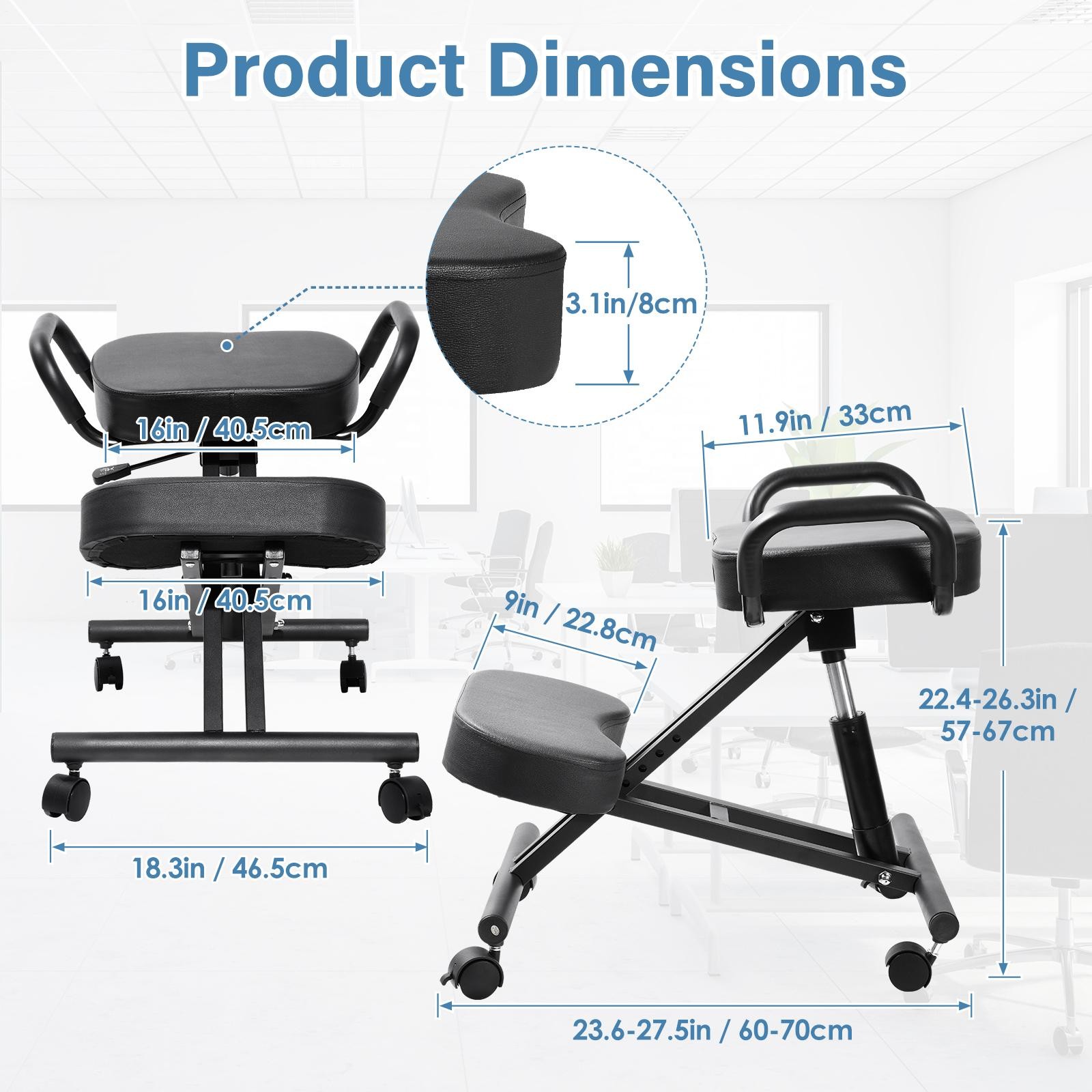 Ergonomic Kneeling Chair Adjustable Posture Chair Stool With Angled Seat Black