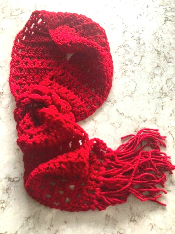 Fashionable Style Red Hand Made Scarf