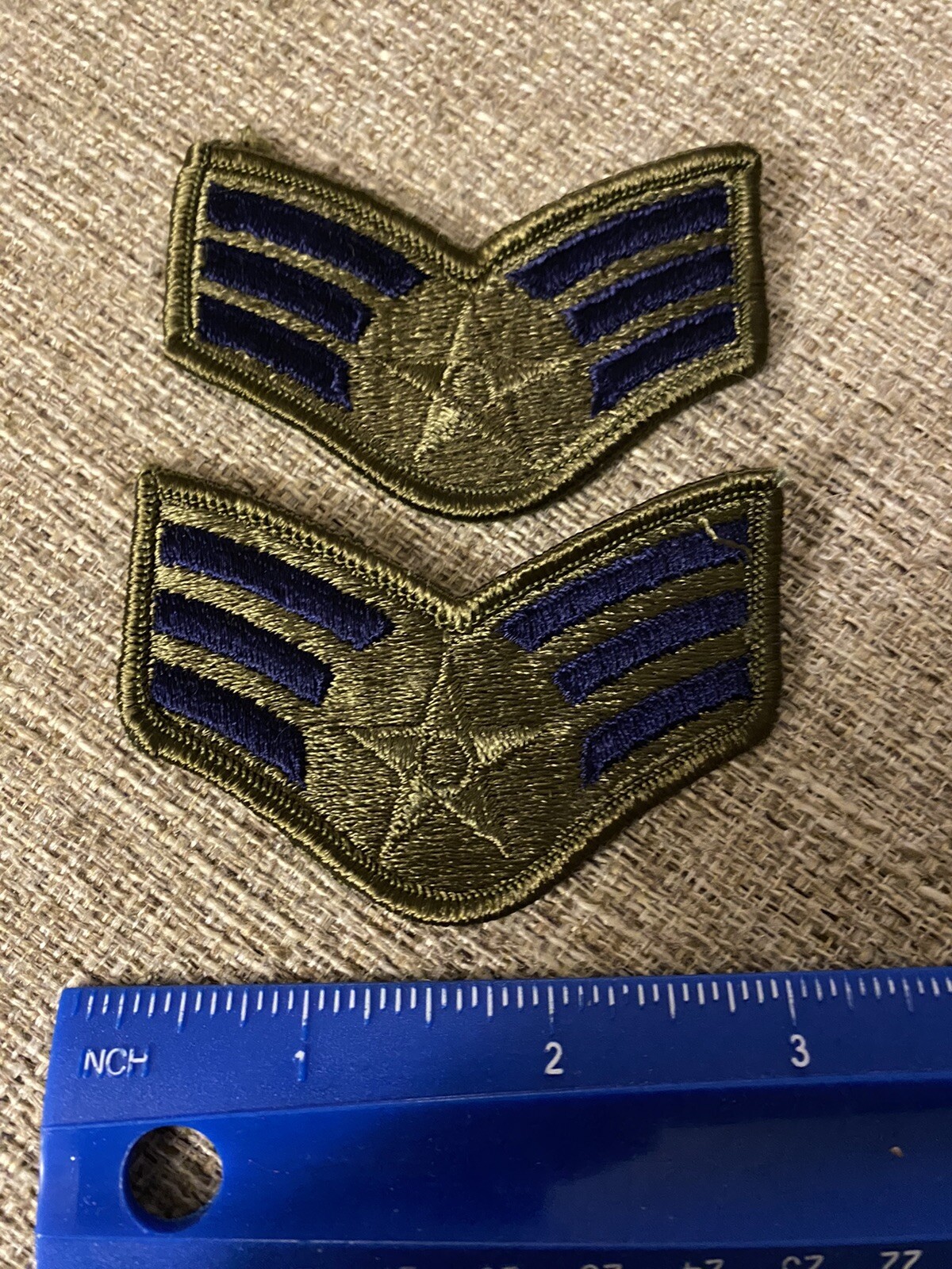 Pair Of Small US Air Force Senior Airman Enlisted Rank Patches USAF INV3312