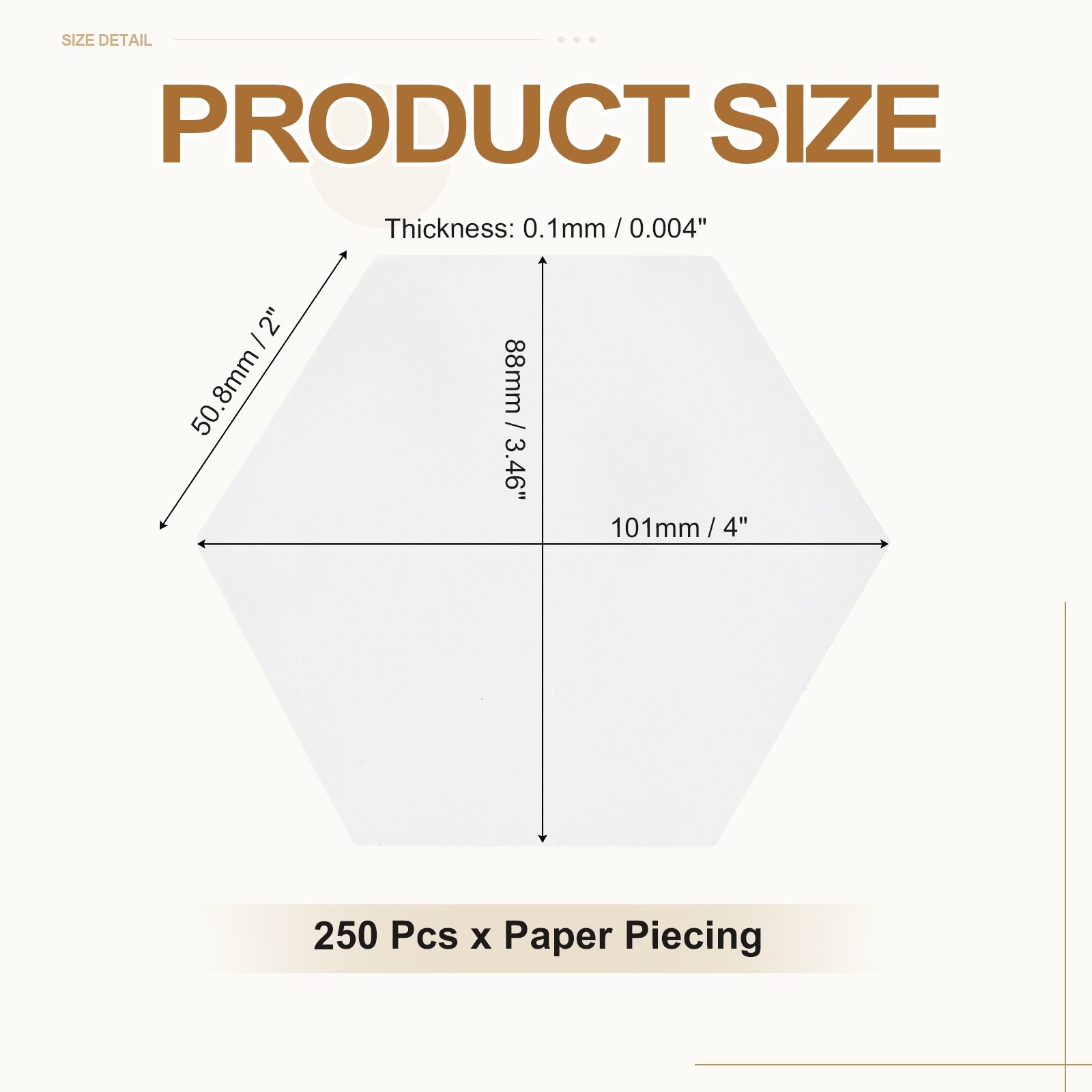 250 Pcs Hexagon Paper Piecing, 2" English Quilting Templates for Patchwork