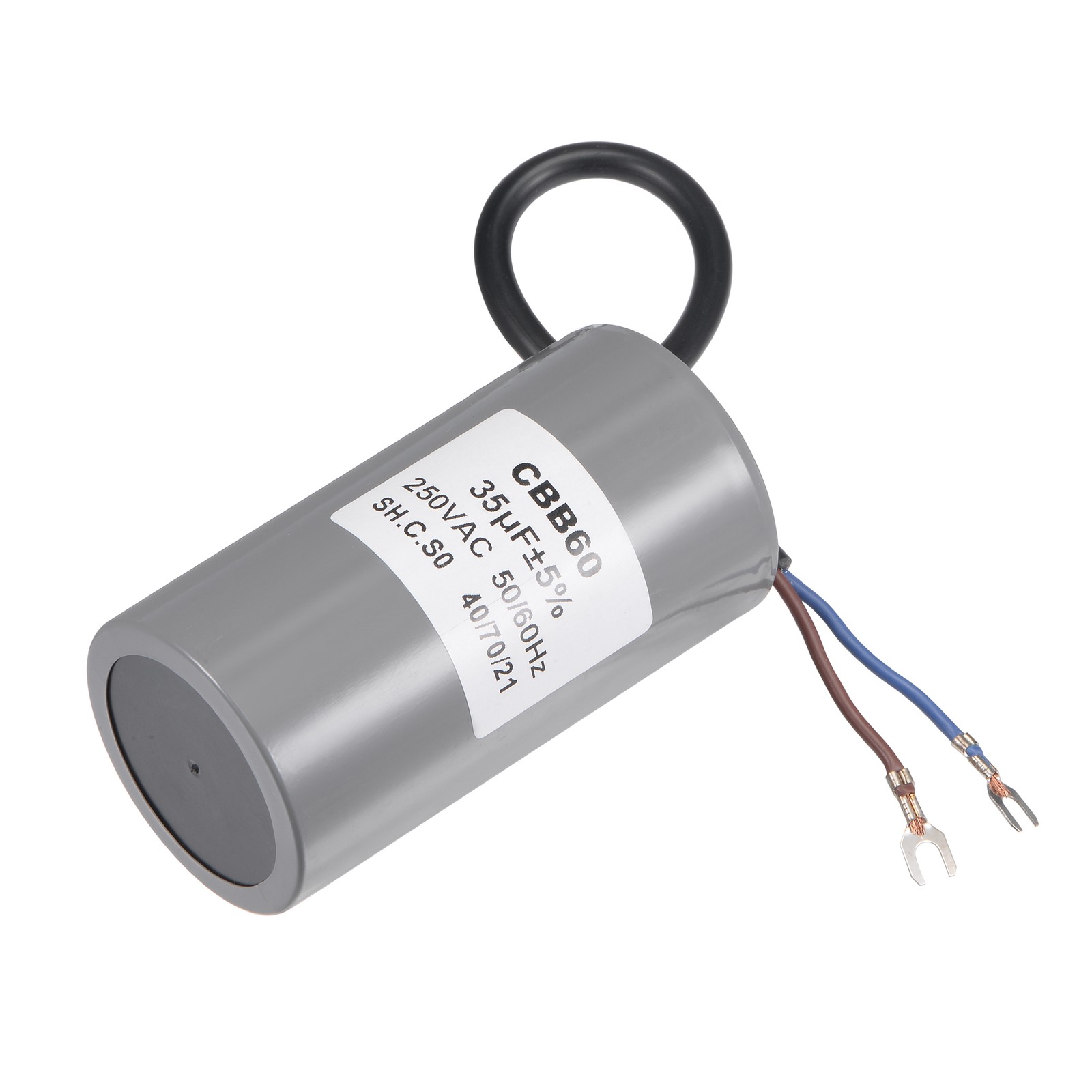 CBB60 Run Capacitor Cylinder Motor Capacitor 35uF 250V AC 2 Wires with Terminal