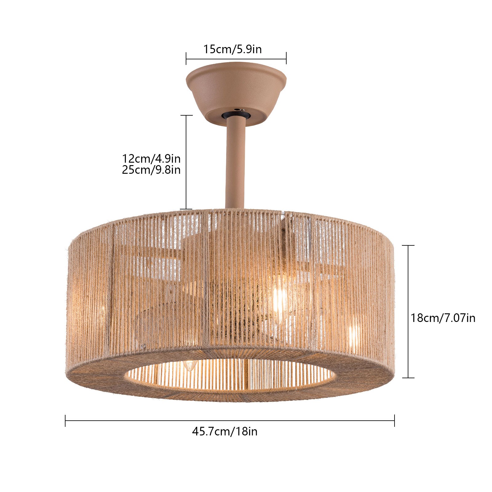 18" 6-Gears Caged Ceiling Fan Light Flush Mount Lights kit With Remote Control