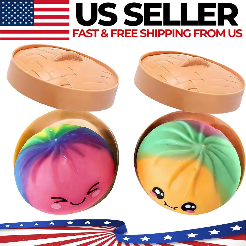 Rainbow Colors Mystery Squishy Bun Dumpling Age 3+ Free Shipping