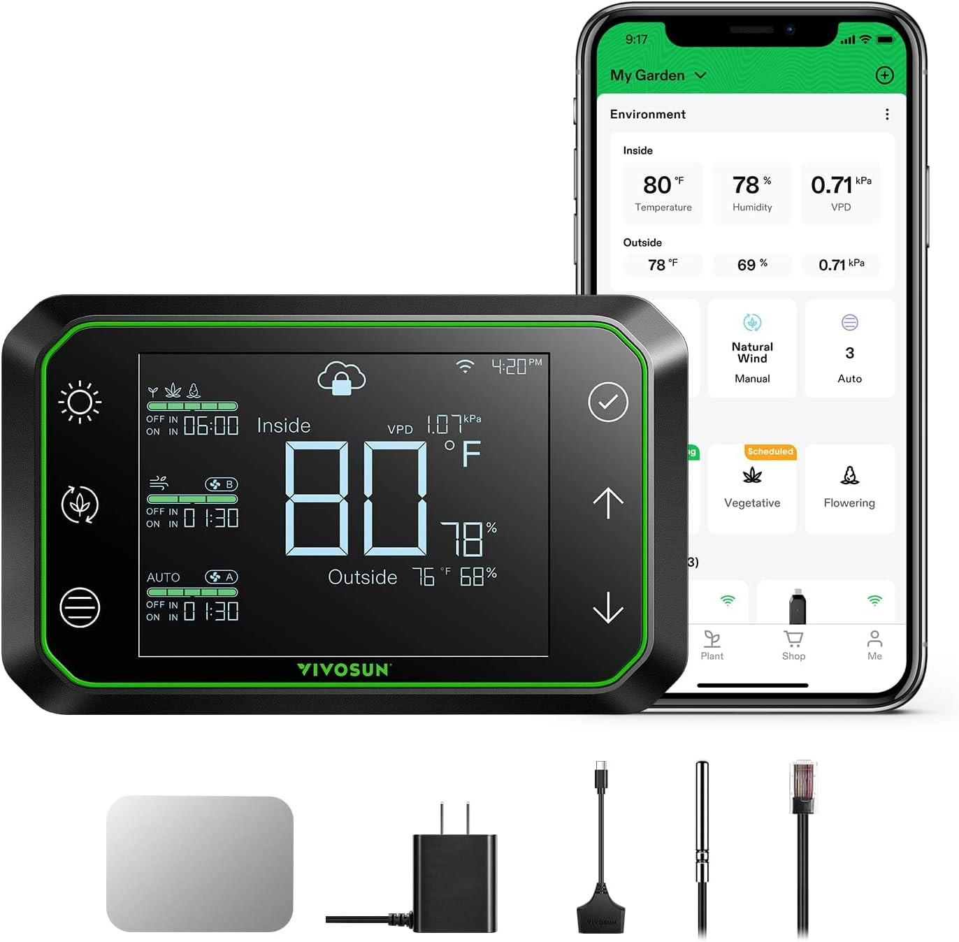 Growhub Controller E42A for Grow Tent, Smart Environmental Wifi-Controller with
