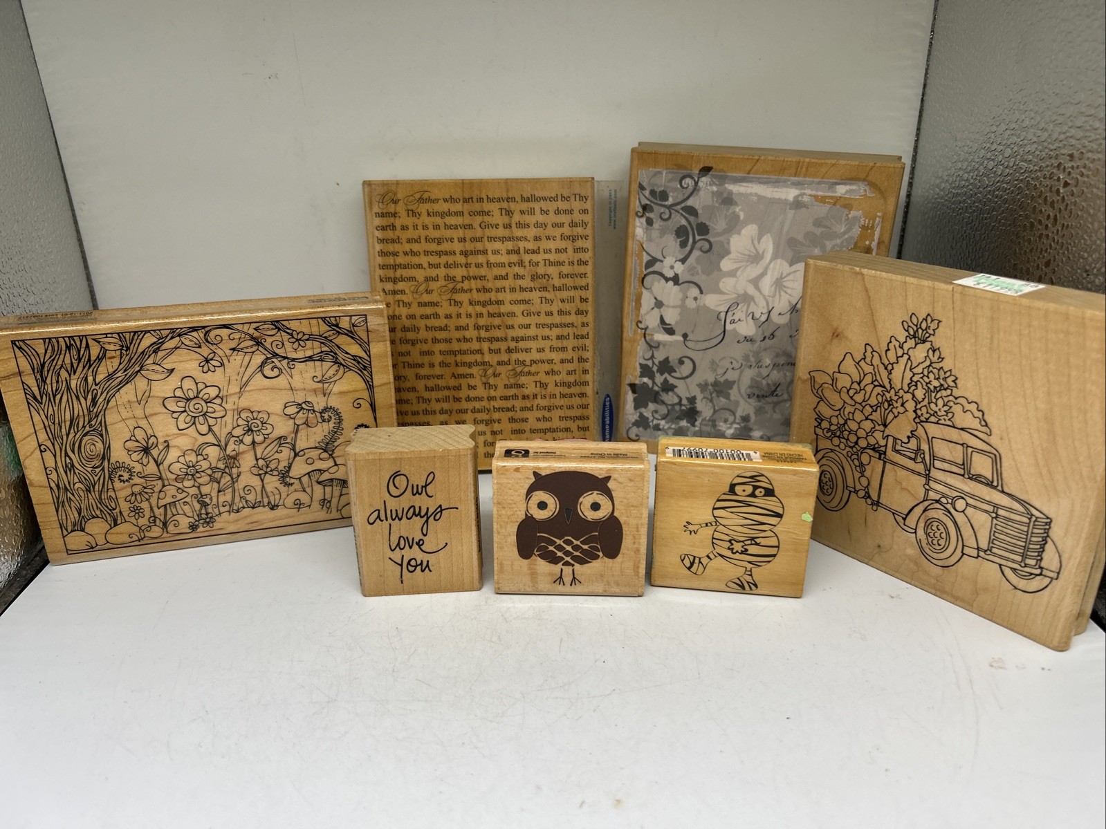 Lot 8 Outlines Rubber Stamps Owl Lords Prayer Misty Garden Mummy Stampabilities