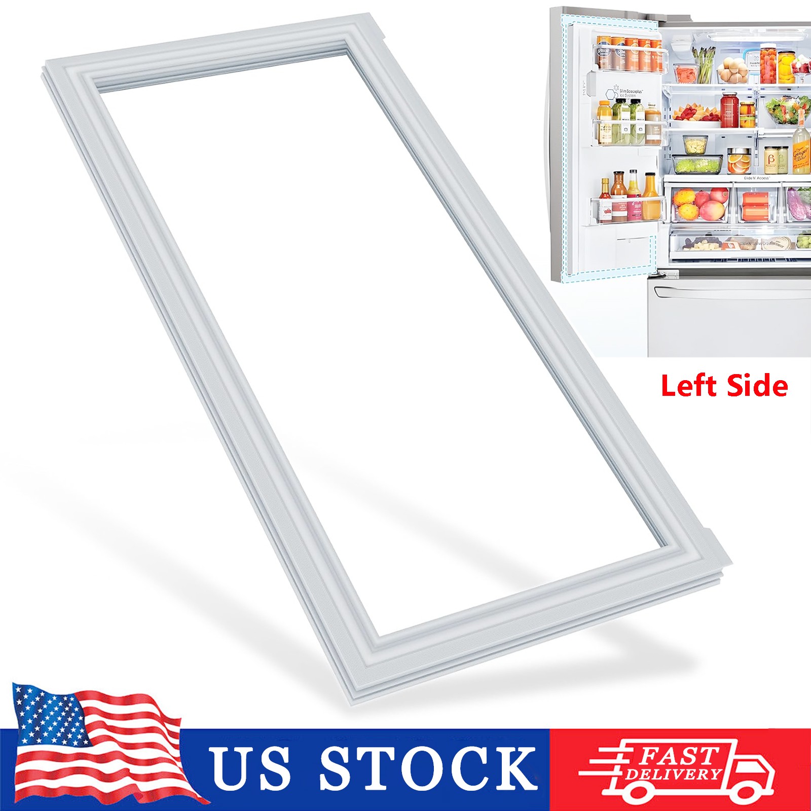 Left Side ADX72930460 Door Seal Gasket, for LG Kenmore Refrigerator ADX72930413