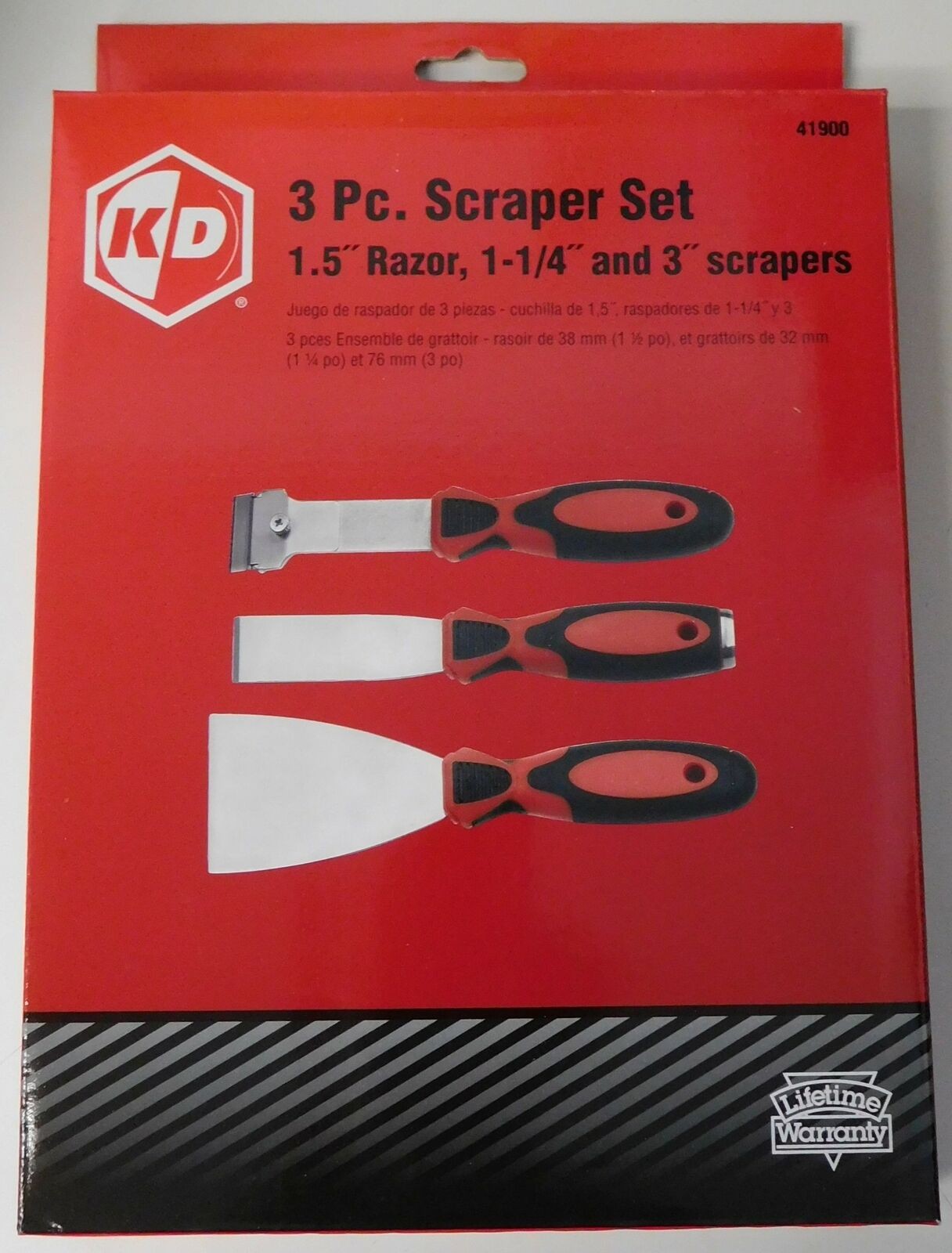 KD Tools 41900 3 pc. Scraper Set 40mm Razor 1-1/4" & 3"