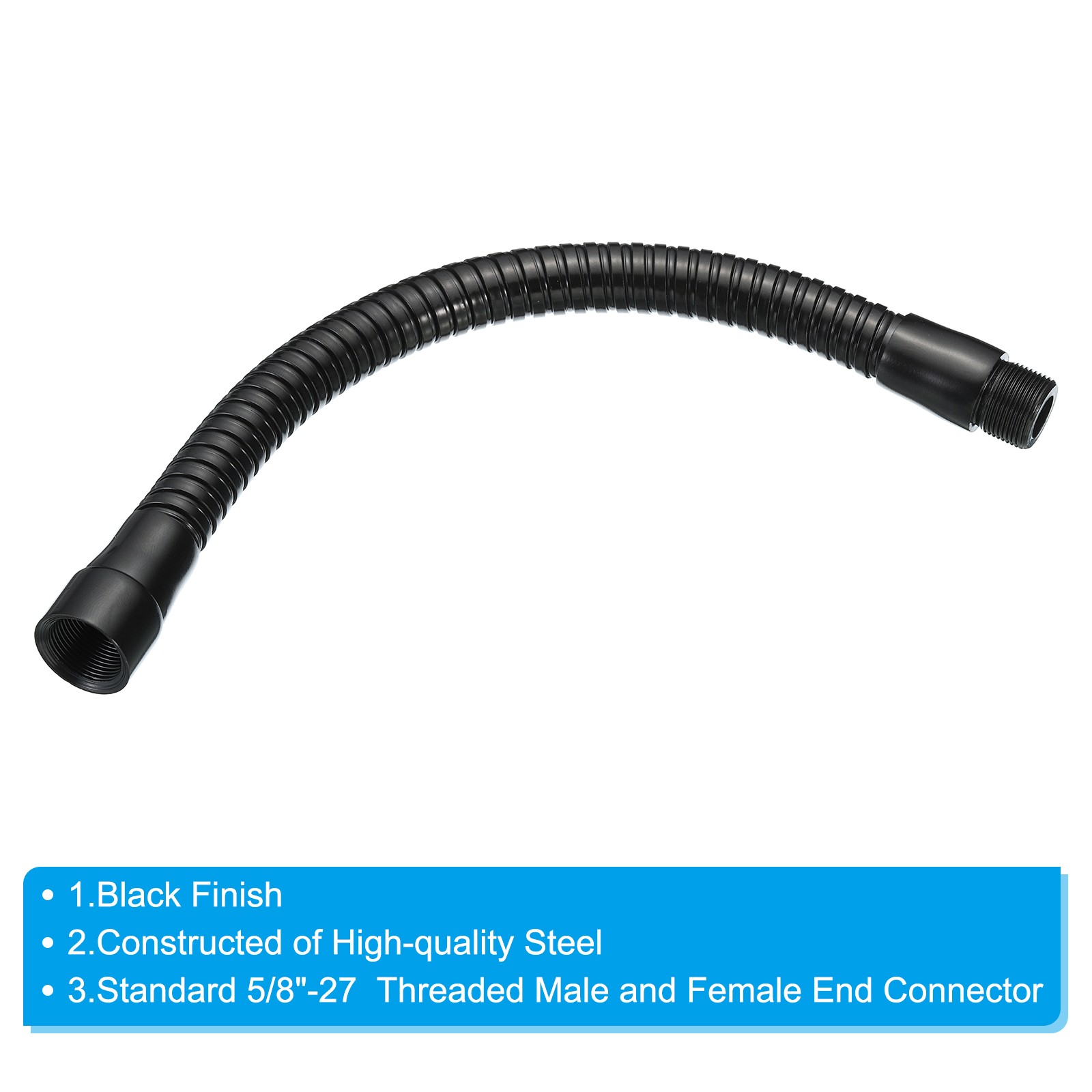10" Microphone Gooseneck 5/8-27 Thread Thread Flexible Tube Extension Black