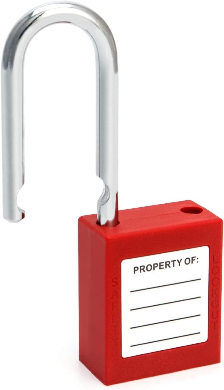 Anti-Bump Red Lockout Padlock with Writable Labels - 2 Pack for Workplace Safety