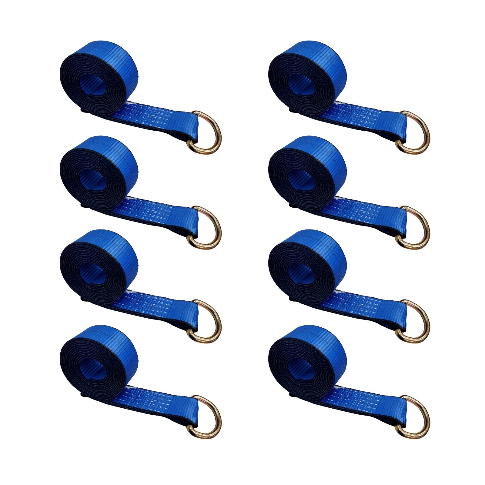 8 Pack 2" x 10' Lasso Strap w/ D Ring Auto Tie Down for Tow Truck Wheel Lift