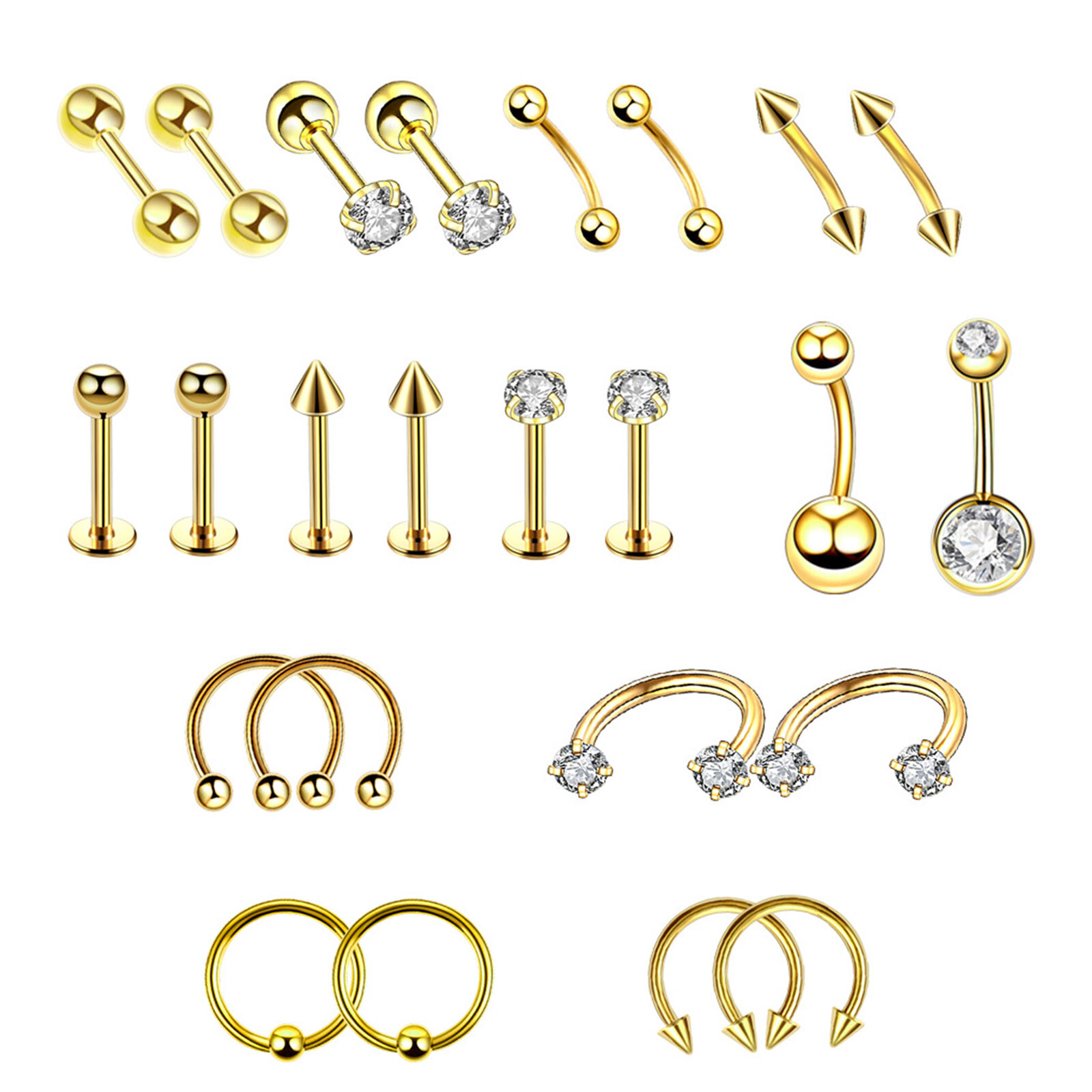 148X Professional Body Piercing Gun Tool Kit Ear Nose Navel Nipple Needles Set
