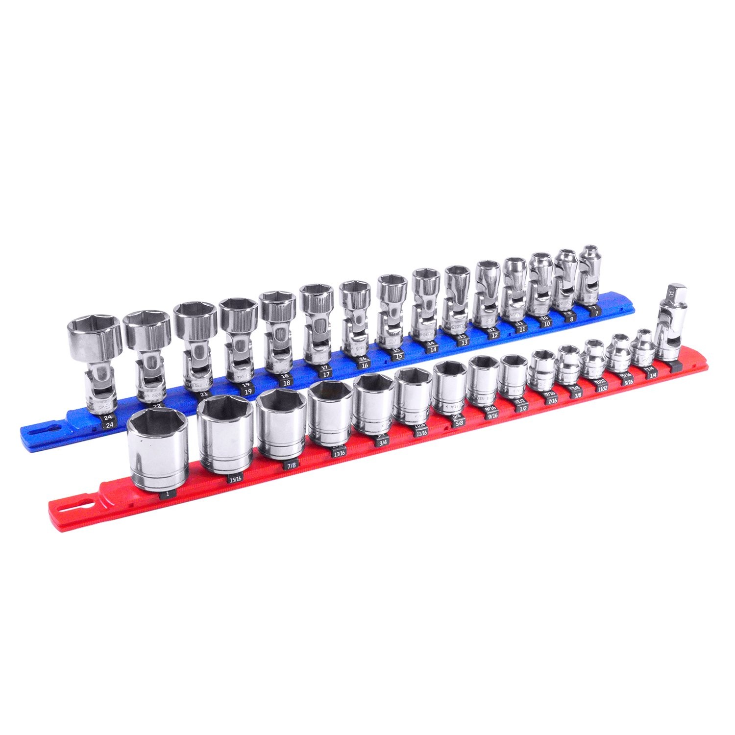 8-Inch Socket Organizer with Twist Lock Clips for Tools - Blue Storage Solution