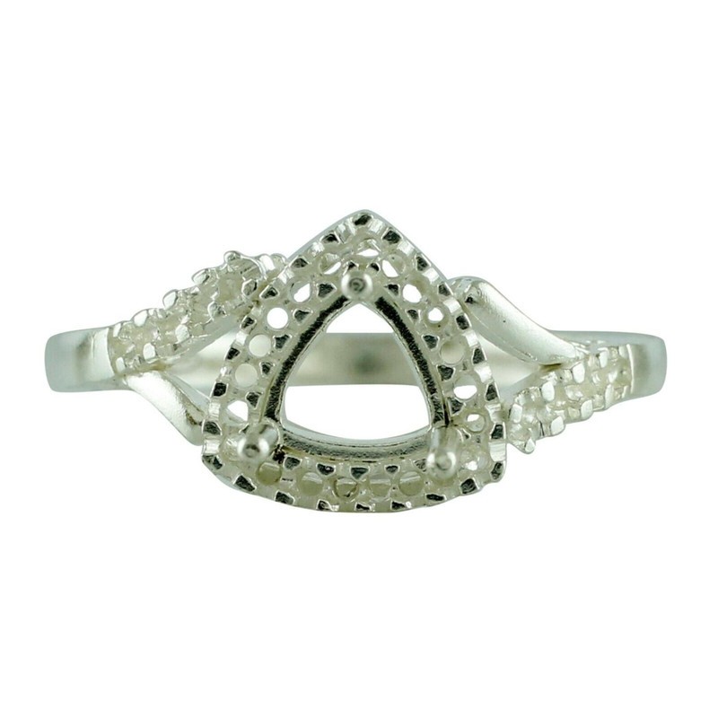 925 Sterling Silver 6mm Trillion Semi Mount Solitaire with Accents Women Ring