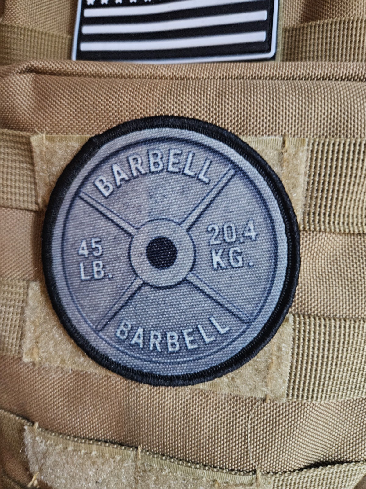 45 lbs barbell plate fitness 3" circle hook & loop tactical Funny patch