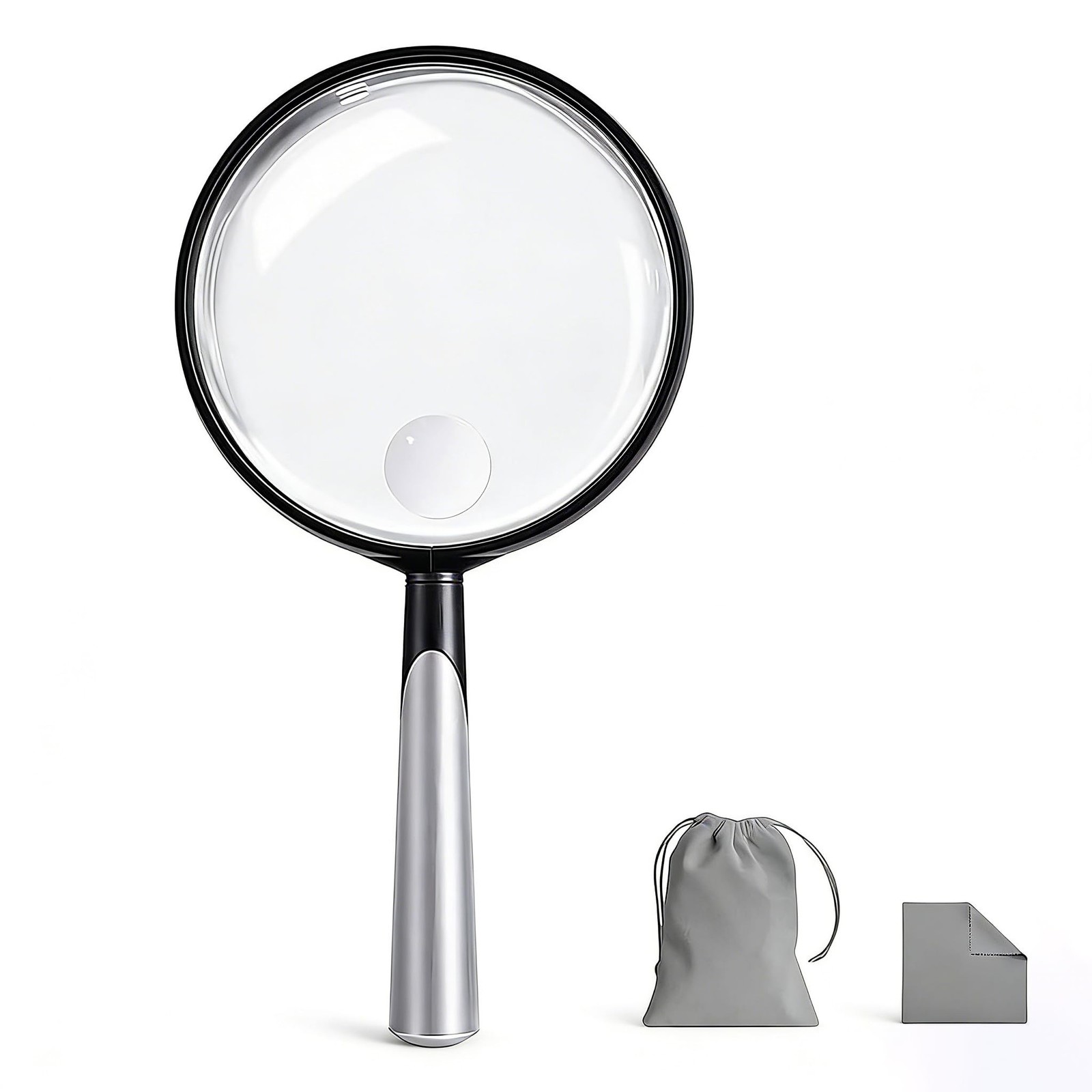 10X 30X Handheld Magnifying Glass for Reading- 90mm Diameter, PMMA Lens, Ligh...