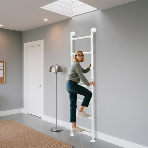 Modern Bunk Bed Ladder 7-Step Ladder High Loft Attic Step Ladders White