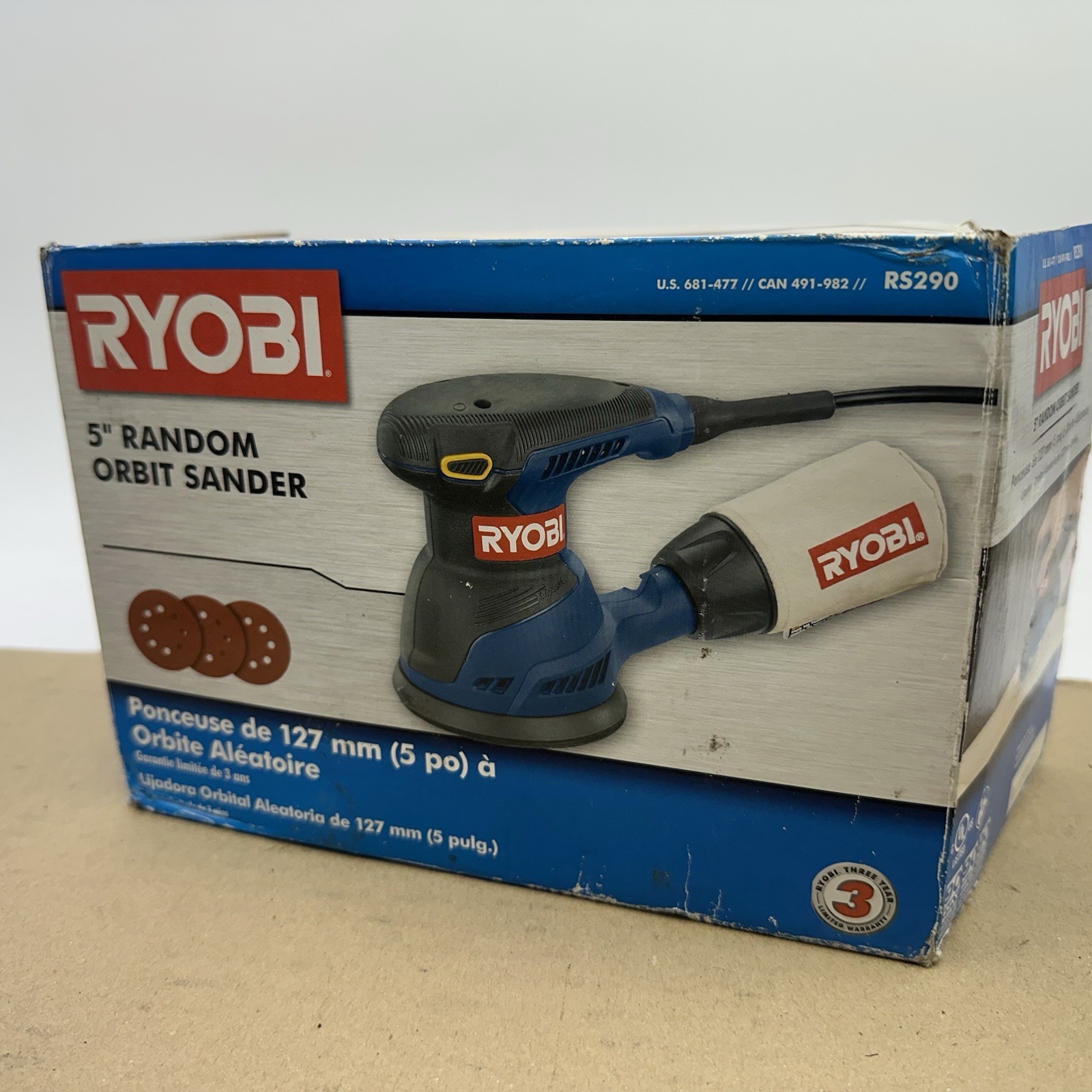 Ryobi RS290 5" Random Orbit Sander - 2.6 Amp, 12,500 OPM - Blue - *BRAND NEW