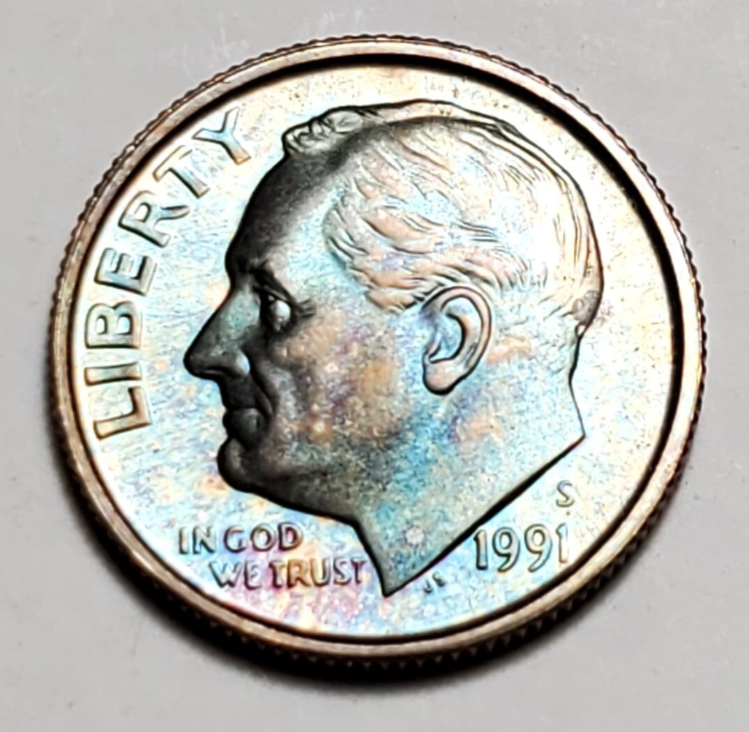 TONED 1991 S ROOSEVELT DIME PROOF UNC #C5916