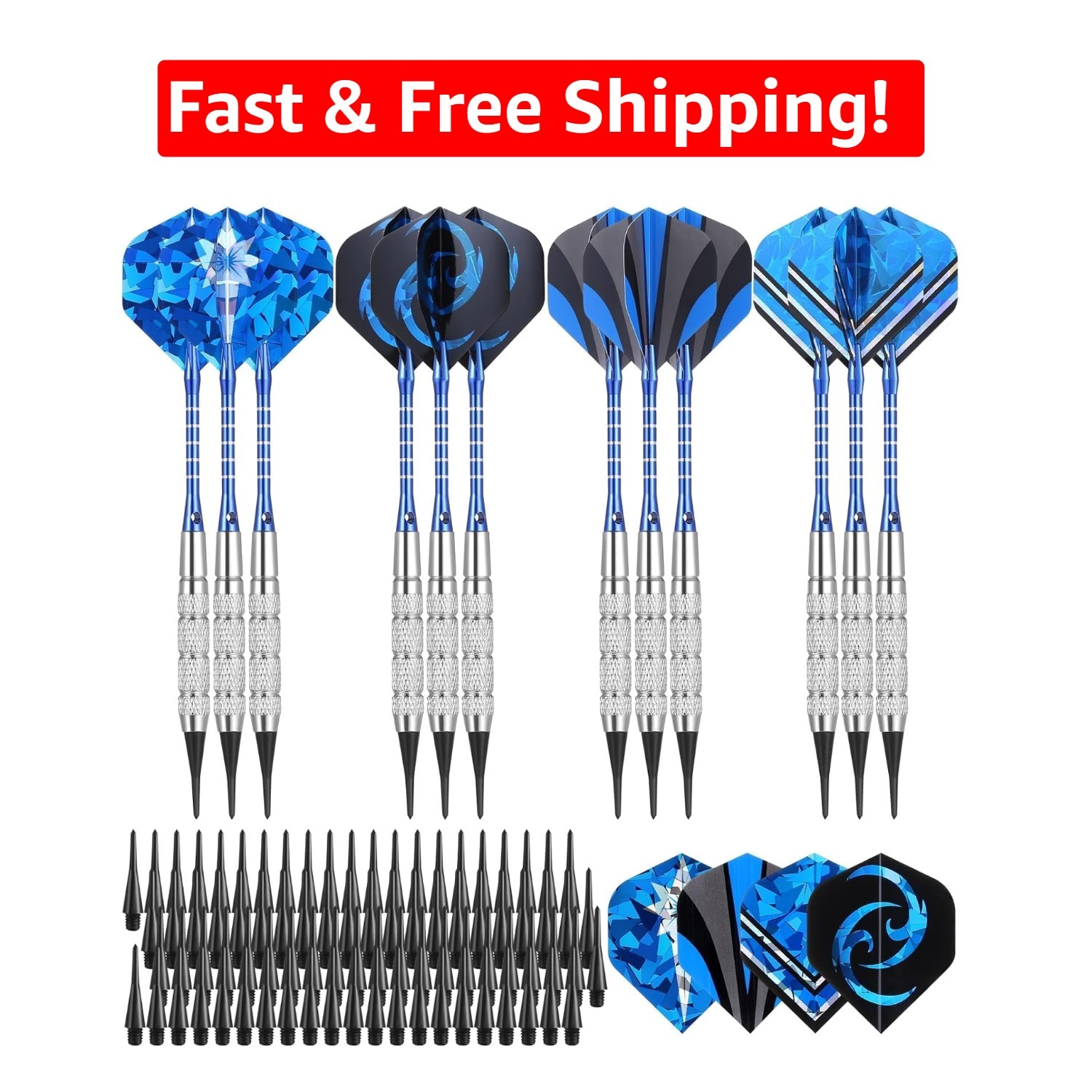 12pcs Soft Tip Darts Set with Aluminum Body - Safe for All Players