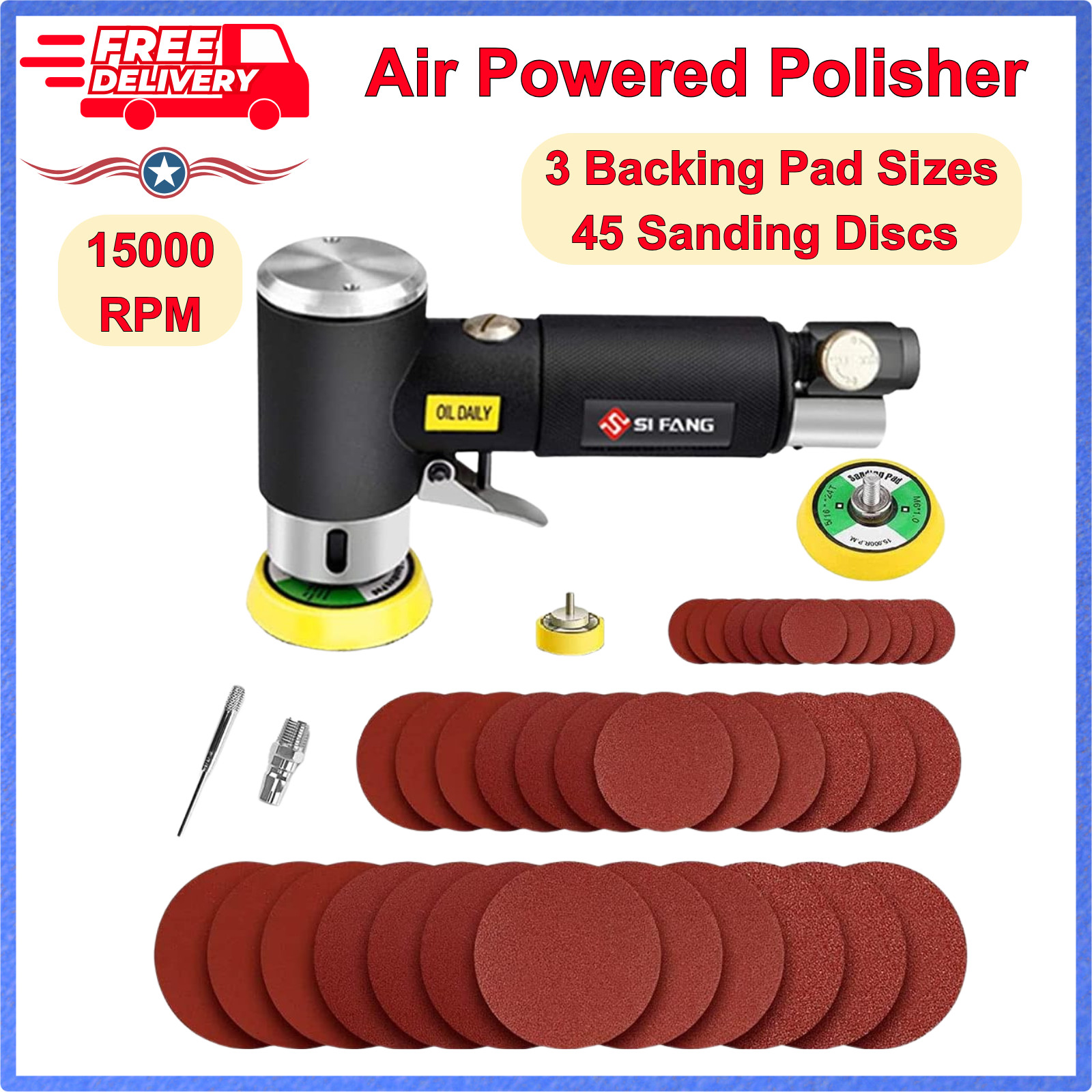 Mini Air Sander 1/2/3 Inch Small Orbital Sander for Auto Body Work, Air Powered