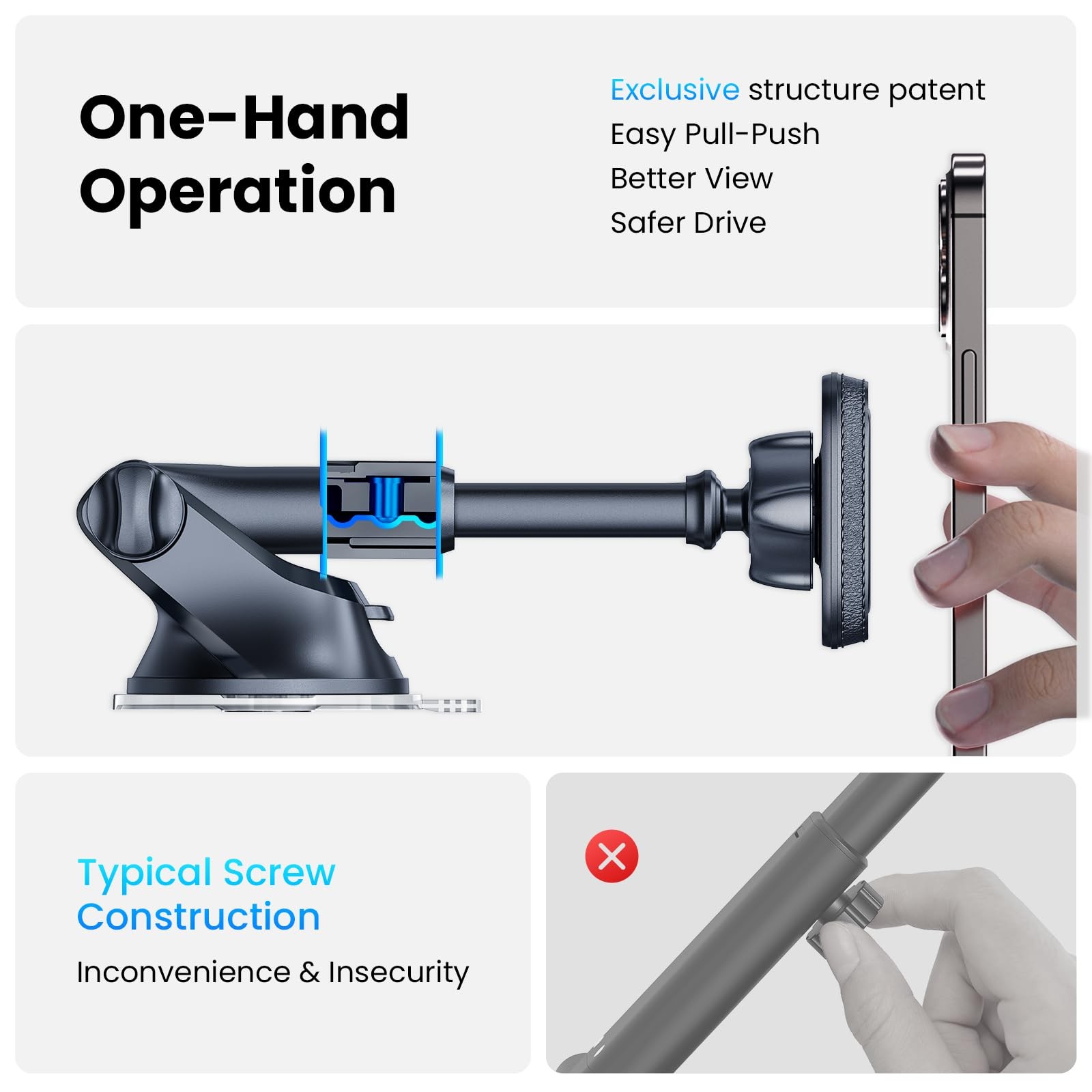 APPS2Car Magnetic Phone Mount for Car, Dashboard & Windshield Suction Cup Holder