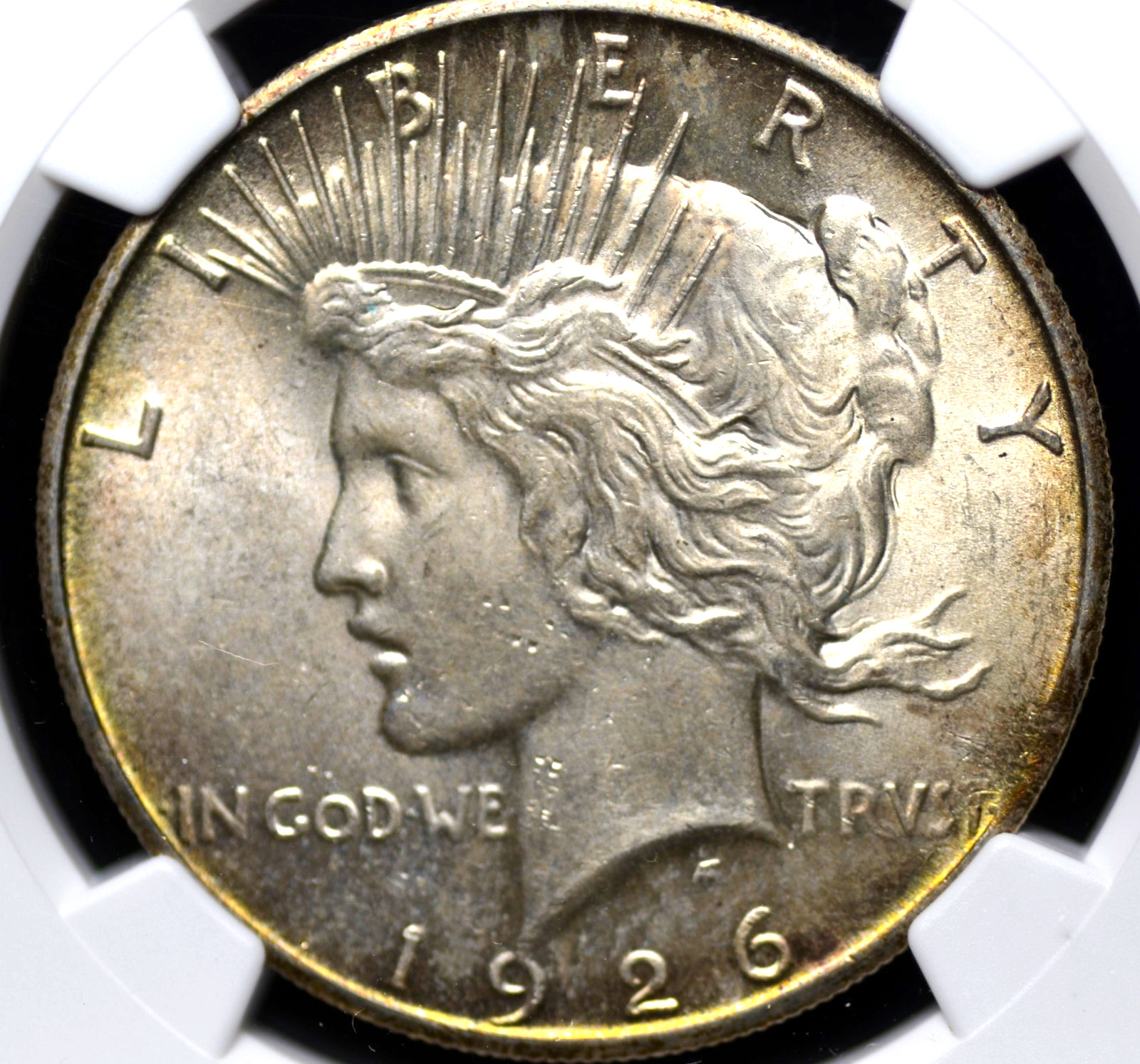 1926 PEACE DOLLAR NGC MS 61 SMOOTH SILVER SATIN LUSTER, SLIGHTLY GREYING, WITH