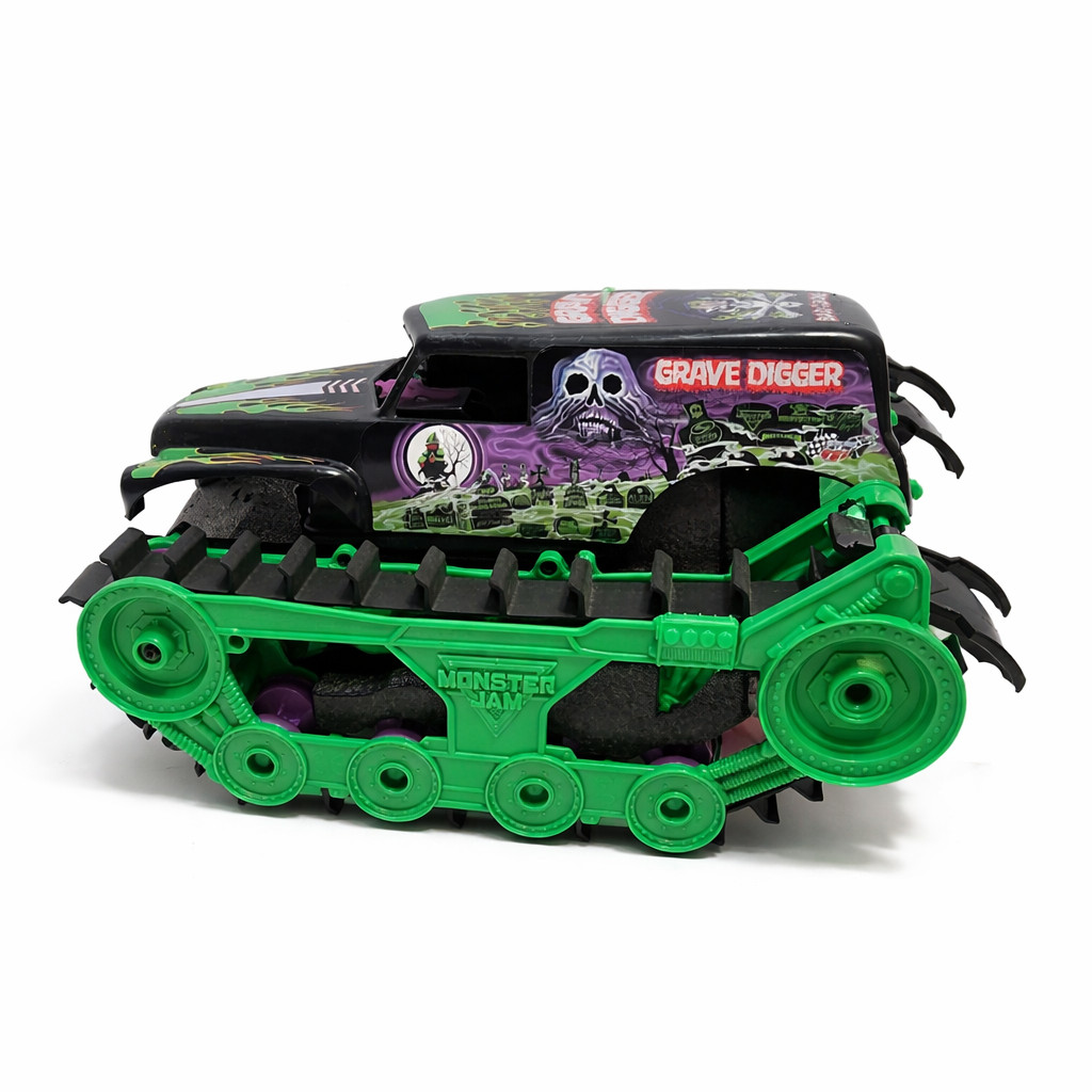 Monster Jam Grave Digger Tank Treads Monster Truck Green Toy Vehicle no Remote