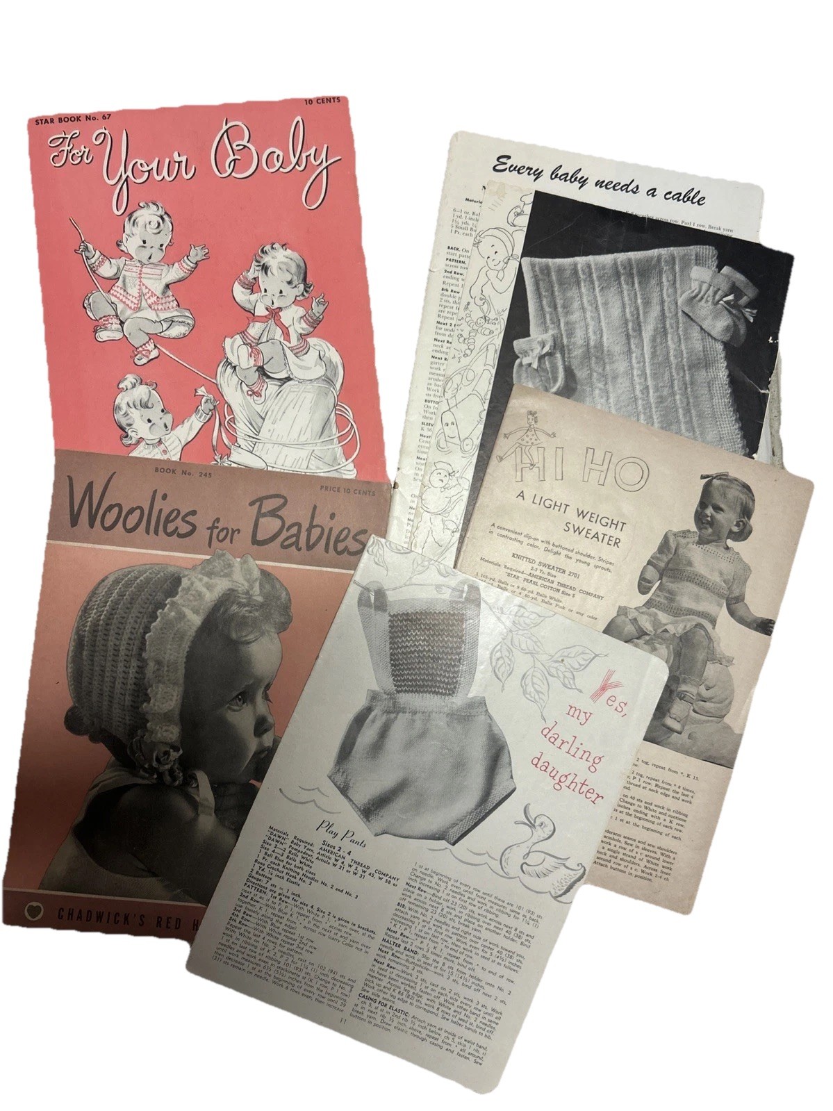 Lot Of 5 Baby & Juvenile Style Crochet And Knitting Pattern Books Vintage