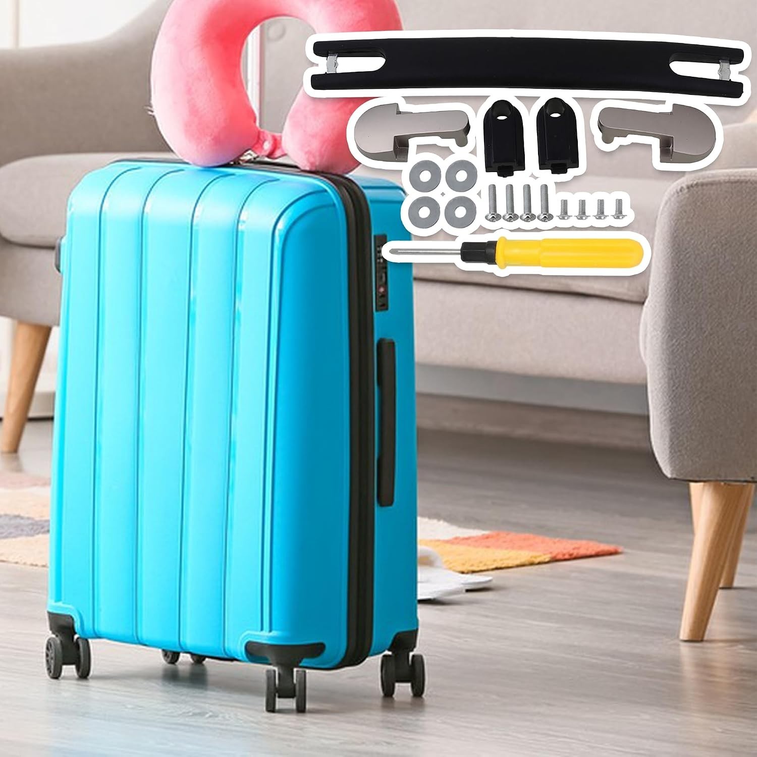 Black Flexible Spare Strap Handle Grip Replacement for Suitcase Luggage Case B05