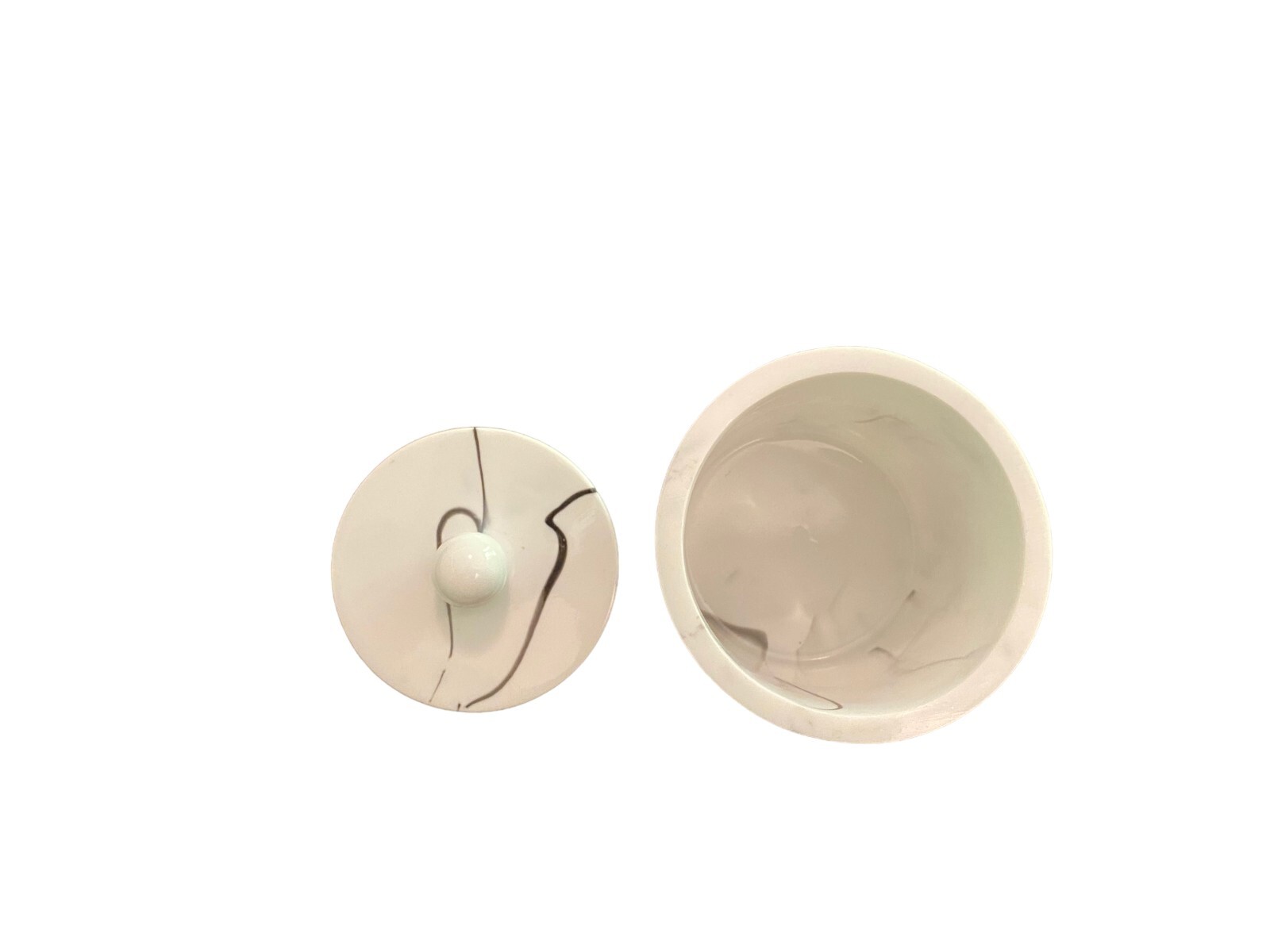 Tonxus Bathroom Qtip Holder Dispenser with Lid Marble White