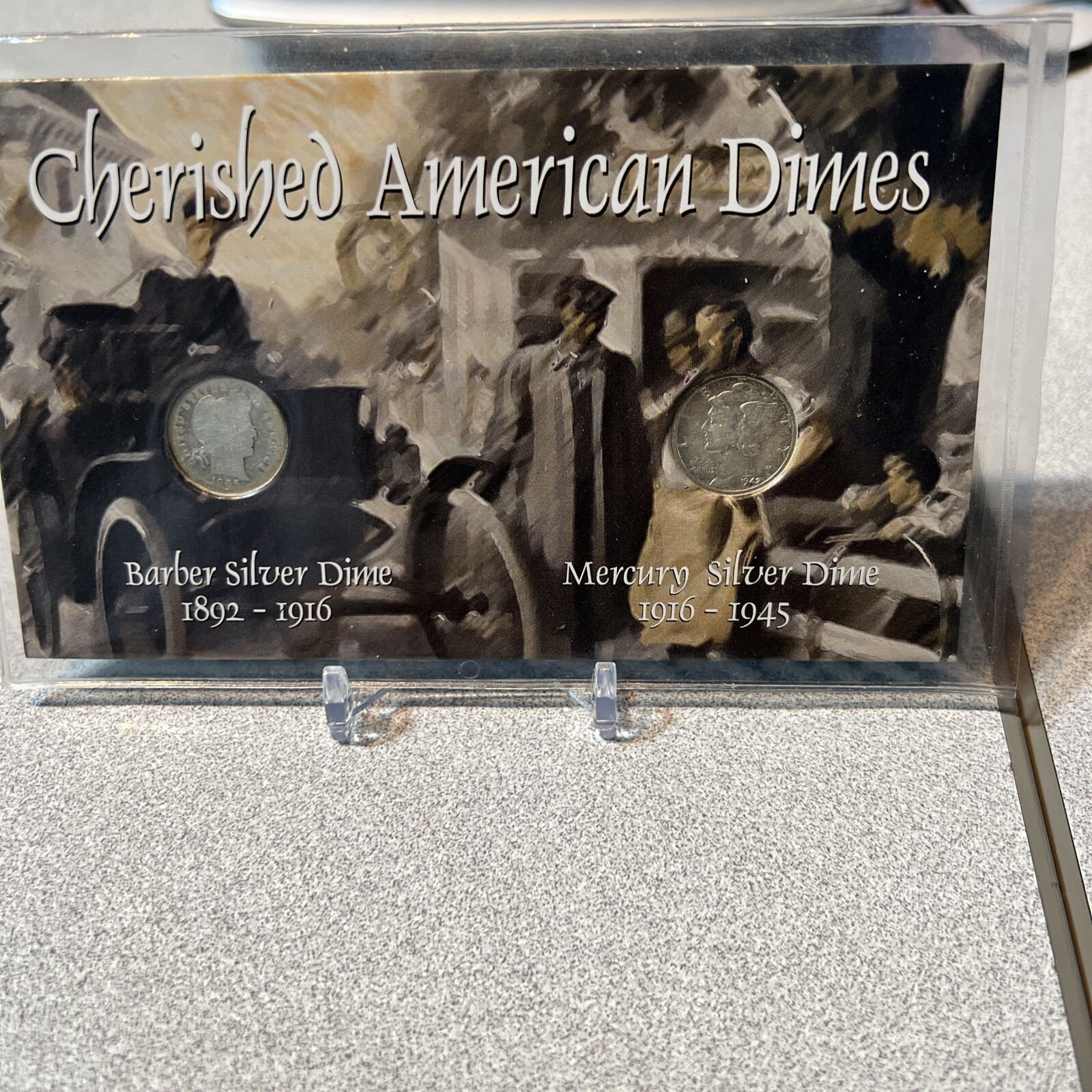 CHERISHED AMERICAN DIMES - BARBER AND MERCURY DIMES IN A PRESENTATION CARD
