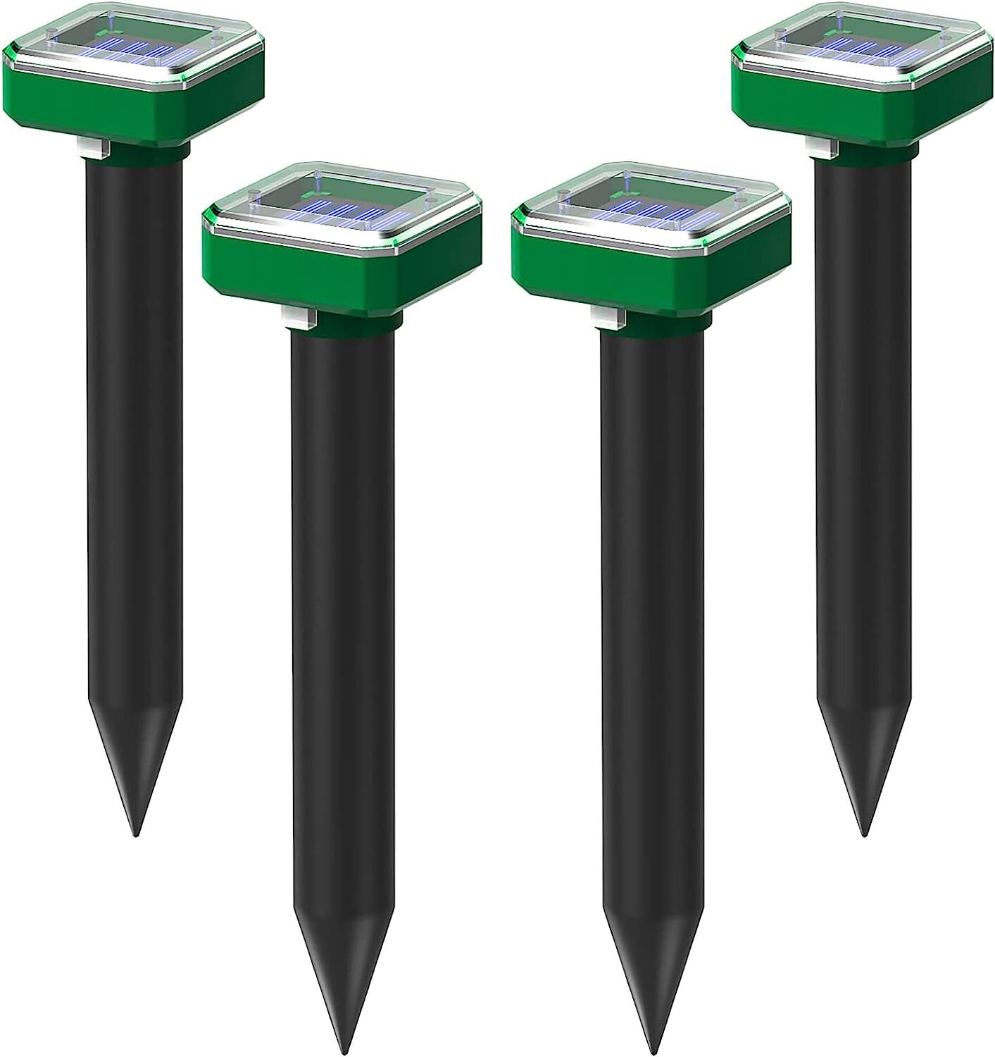 4Pcs Solar Mole Repeller Ultrasonic Sonic Gopher Ground Stake Repellent Outdoor