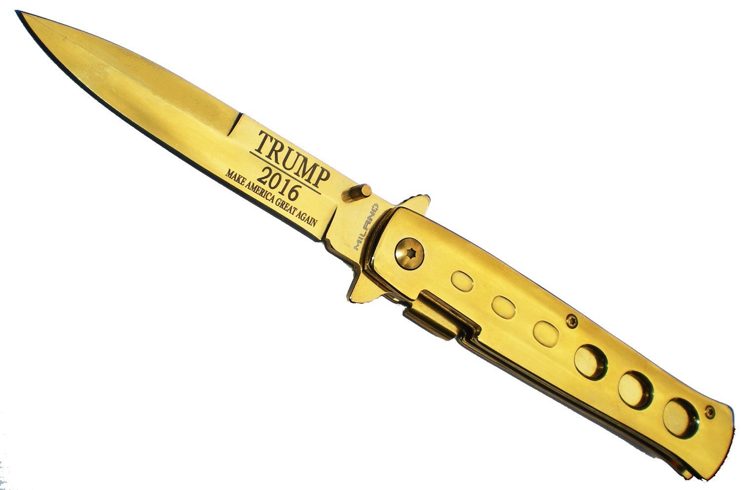 9" GOLD TRUMP 2016 Limited Edition GODFATHER Pocket Knife It's AMAZING