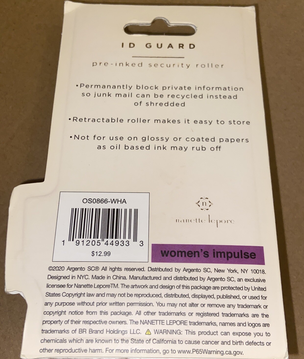 Nanette Lepore White I D Guard Pre Inked Security Roller