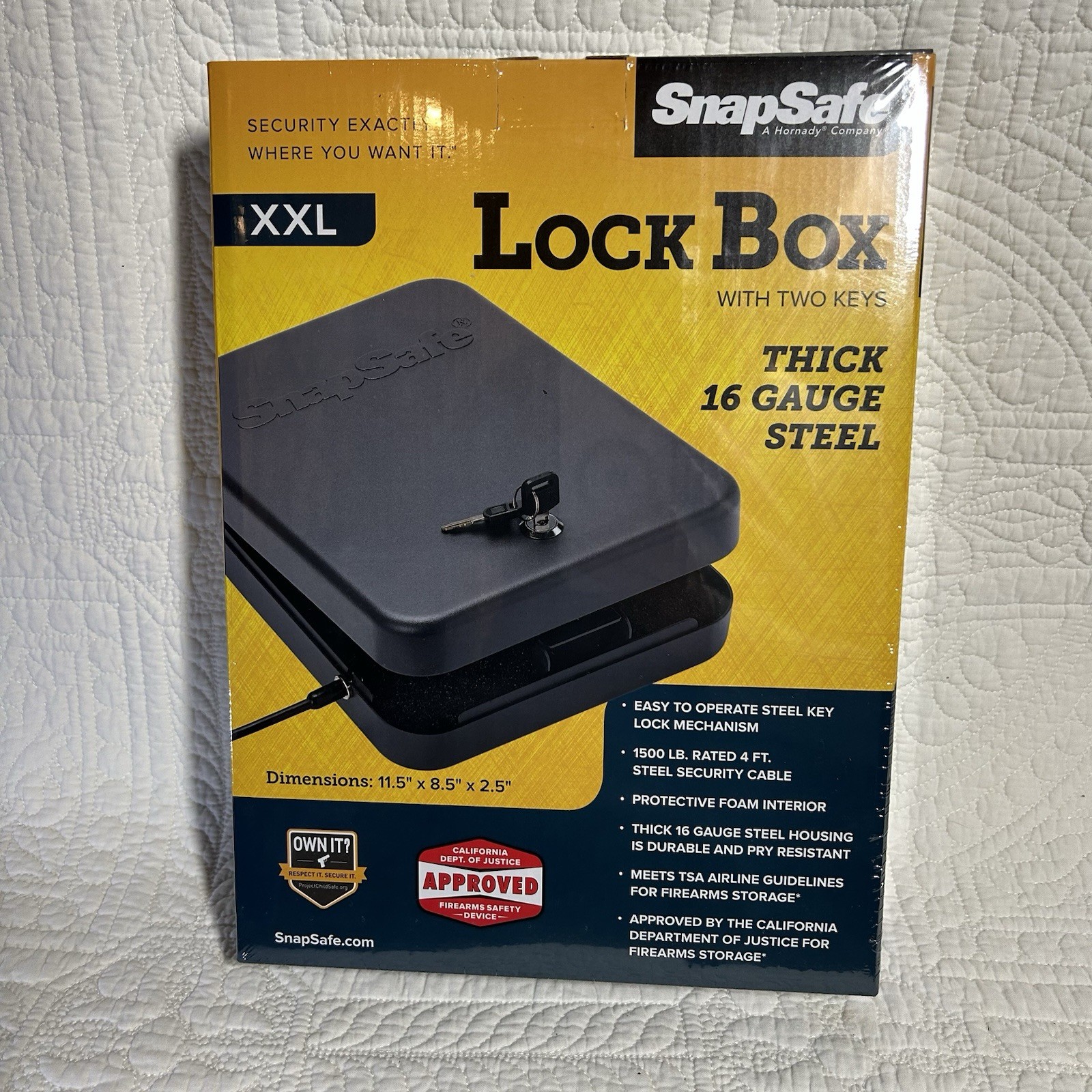 SnapSafe XXL Lock Box w/ Keys 16 Gauge Steel TSA Approved Gun Pistol Safe