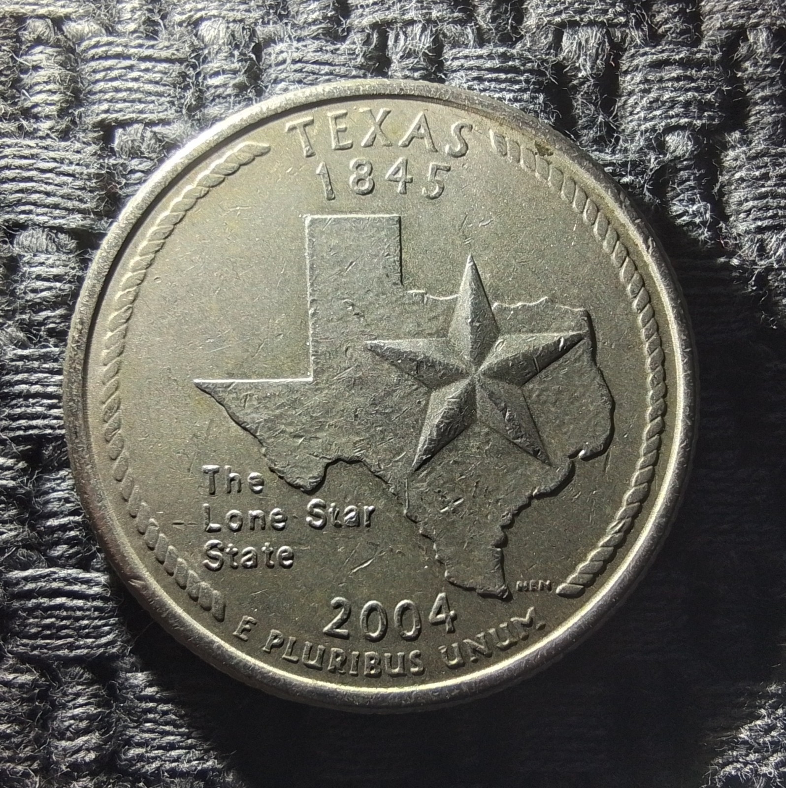 2004 US Quarter Texas P Mint Mark Grey "Dull" Toning Poorly Bonded Clad Layer