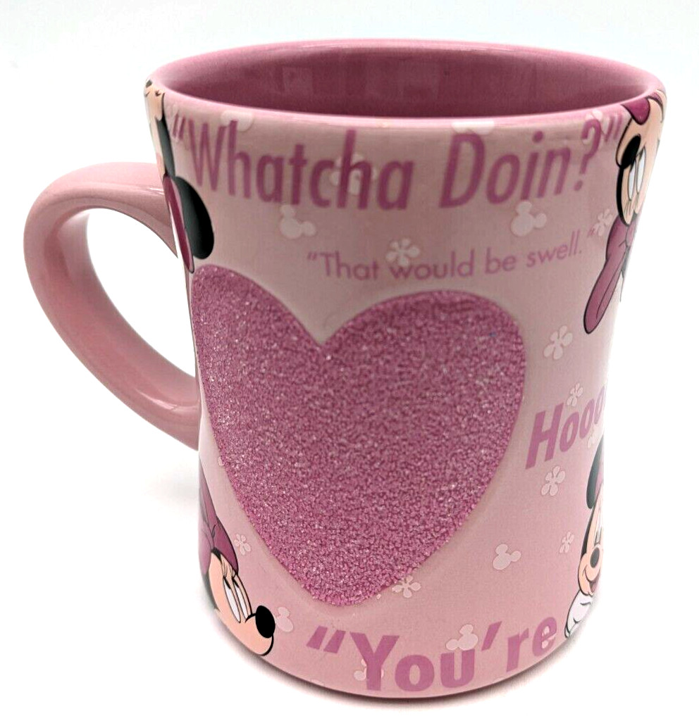 Disney Parks Minnie Mouse Pink Textured Heart Coffee Mug