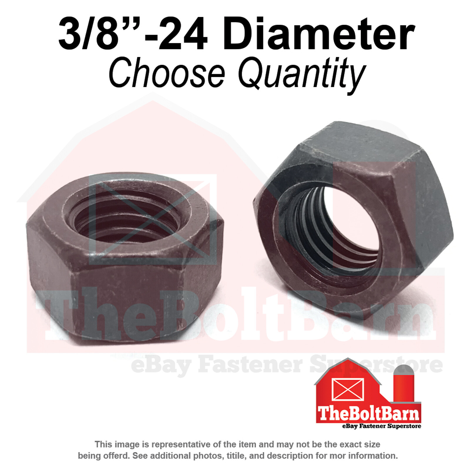 3/8"-24 Grade 8 Finished Hex Nuts Plain Fine Thread (Pick Quantity)
