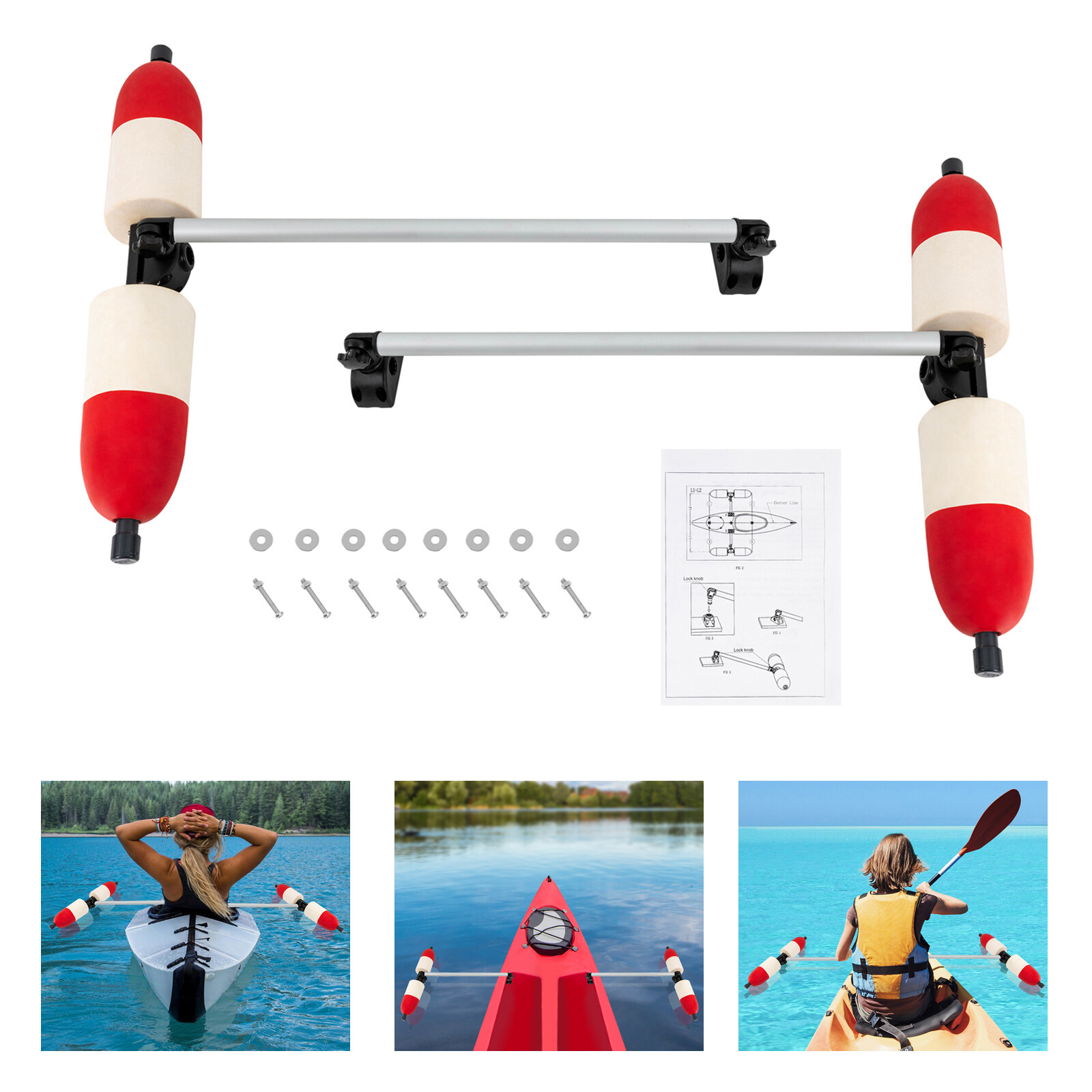 Fits Marine Boat Kayak Canoe PVC Stabilizer System Pair 2xOutrigger Arms Fishing