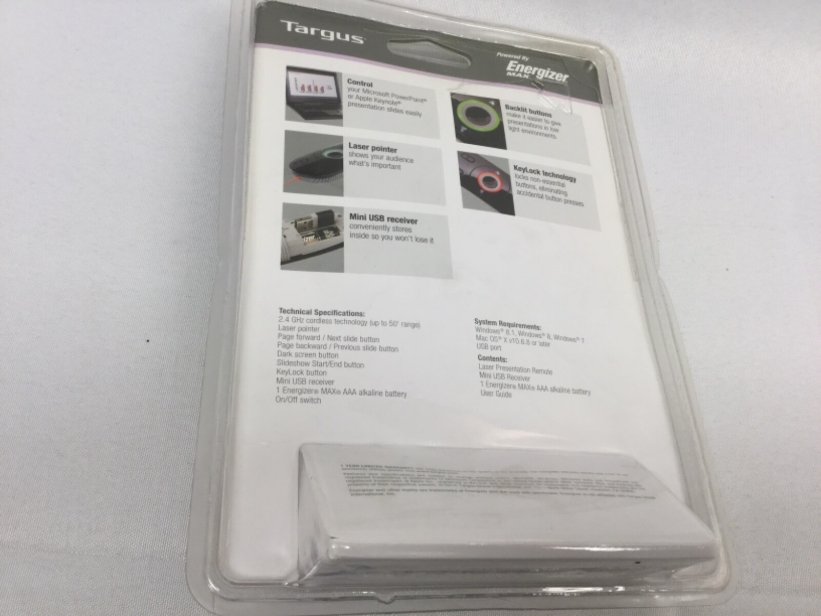 Targus Laser Presentation Remote with Key Lock Technology to Lock Non-Essential