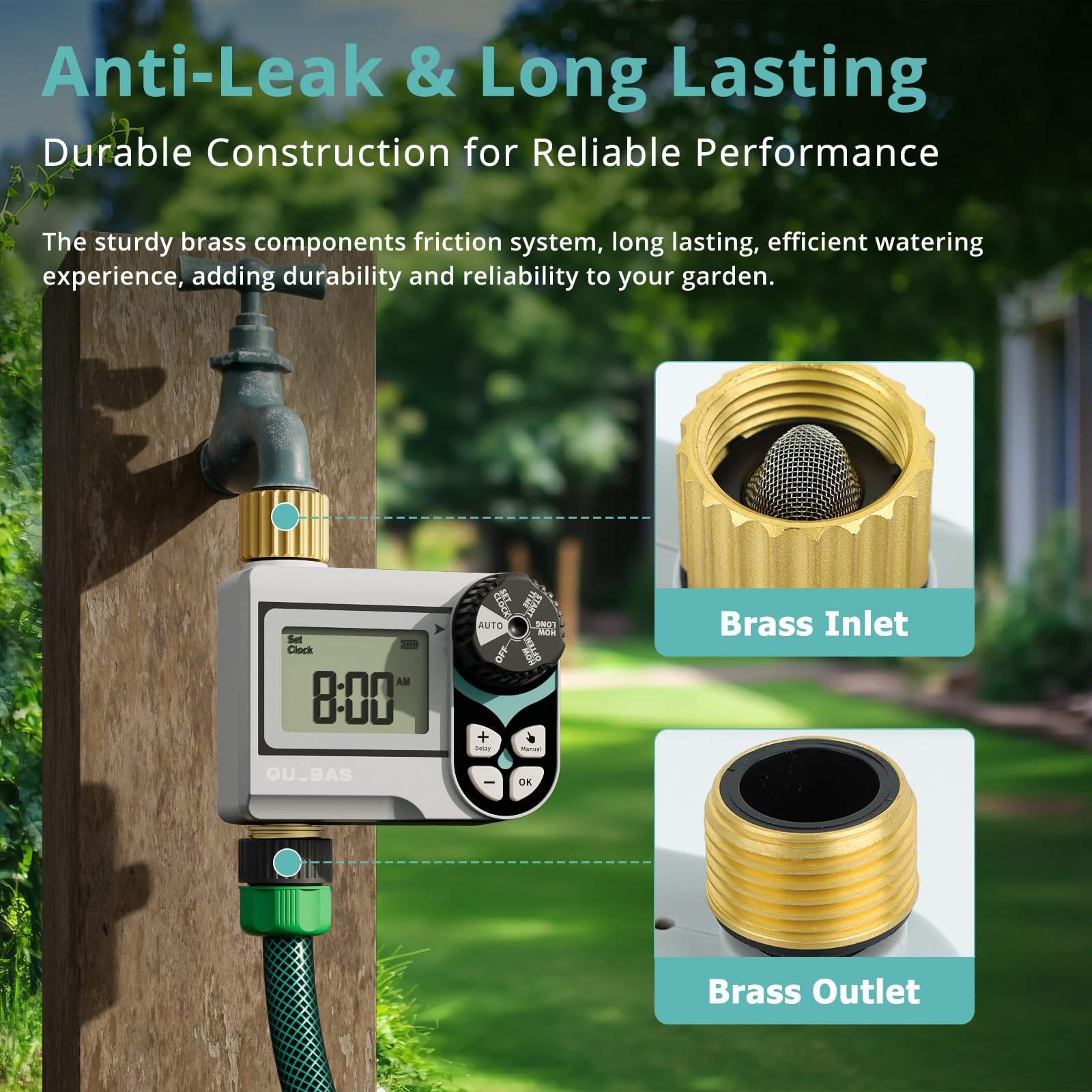 QUOBAS Zero Pressure Water Timer, 2 Pack Sprinkler Timer for Garden Hose