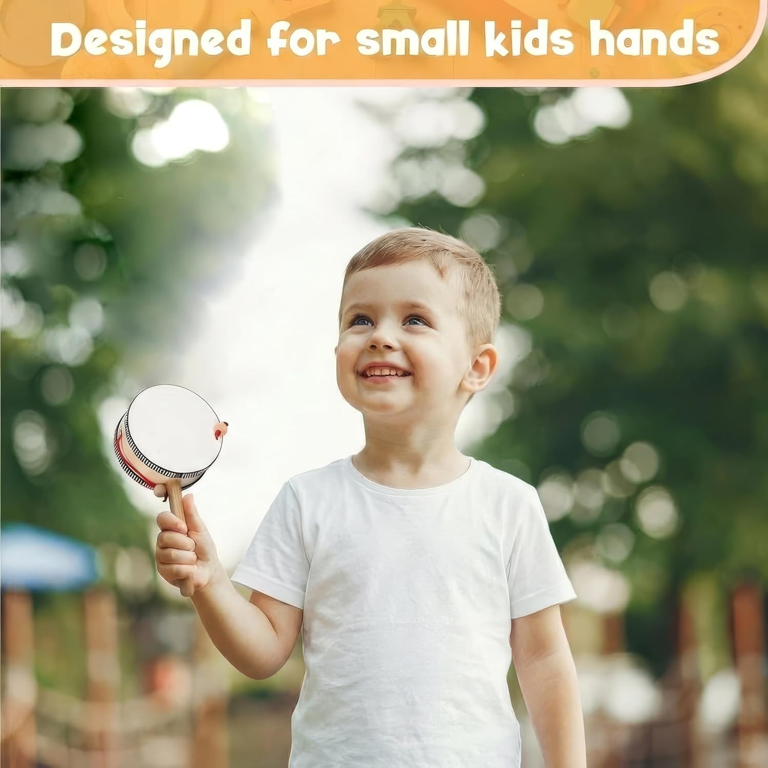 Wooden Toddler Musical Instruments with Drum, Hand Bells, Flute, Maracas, Cas...