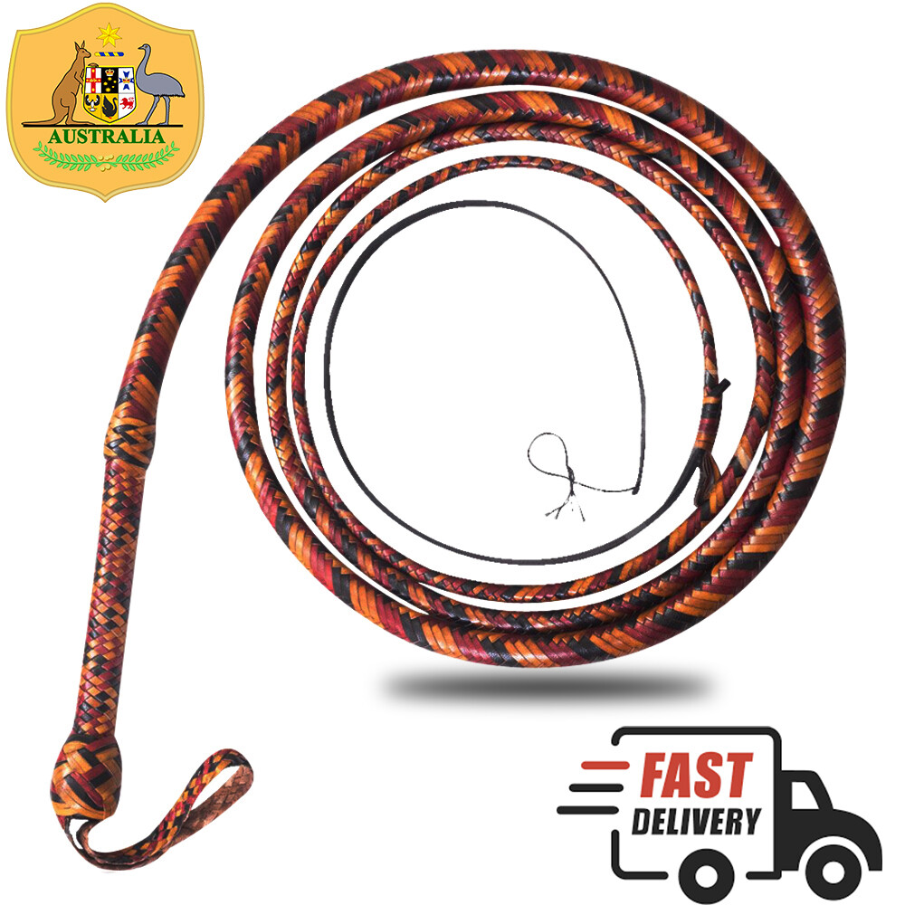 Double Belly Kangaroo Leather Bullwhip 08 Feet Long 16 Strands Heavy Stock Whip