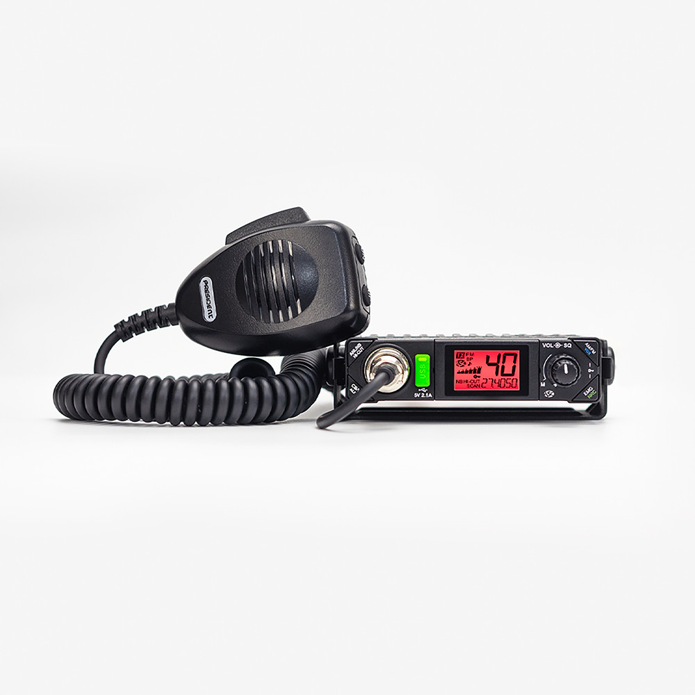 PRESIDENT BILL III FCC 40CH AM/FM ULTRA COMPACT  CB RADIO w/P-CHANNELS & WEATHER