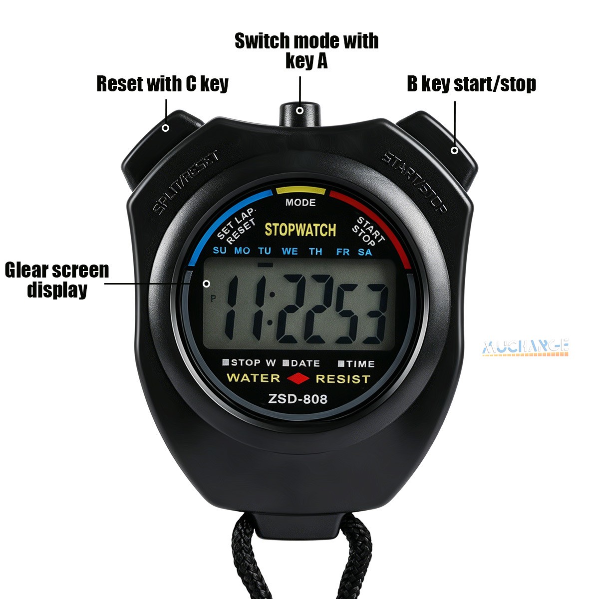 2x Professional Electronic LCD Timer Digital Sport Stopwatch Counter Timer US