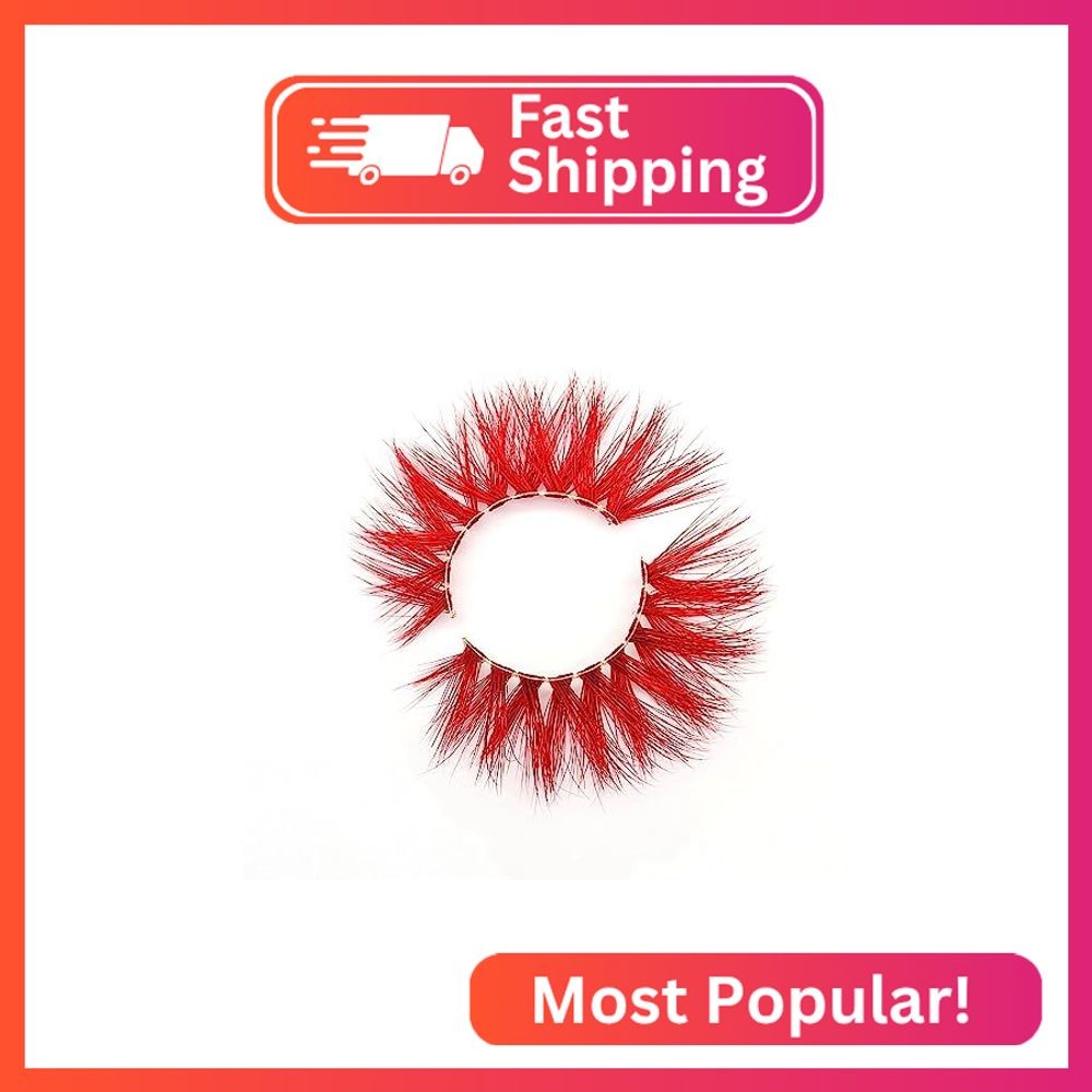 MISSLADY Colored Lashes 18mm 3D Real Mink Red Lashes Strips Red Eyelashes (M3D-3
