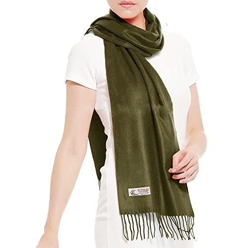 Plain Solid Color Cashmere Feel Classic Soft Luxurious Winter Olive Green